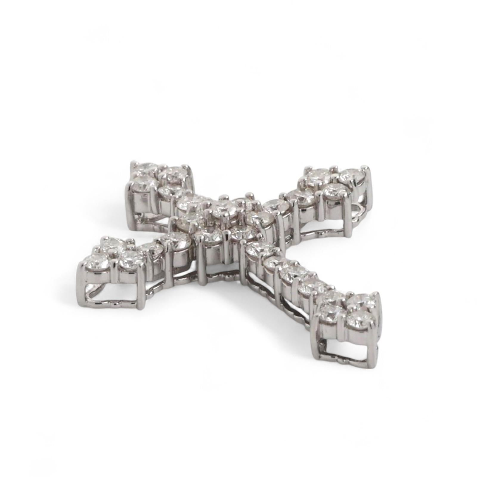 Religious Diamond Cross Pendant 14K White Gold 2.25 TW Diamonds 1.33" Large Size