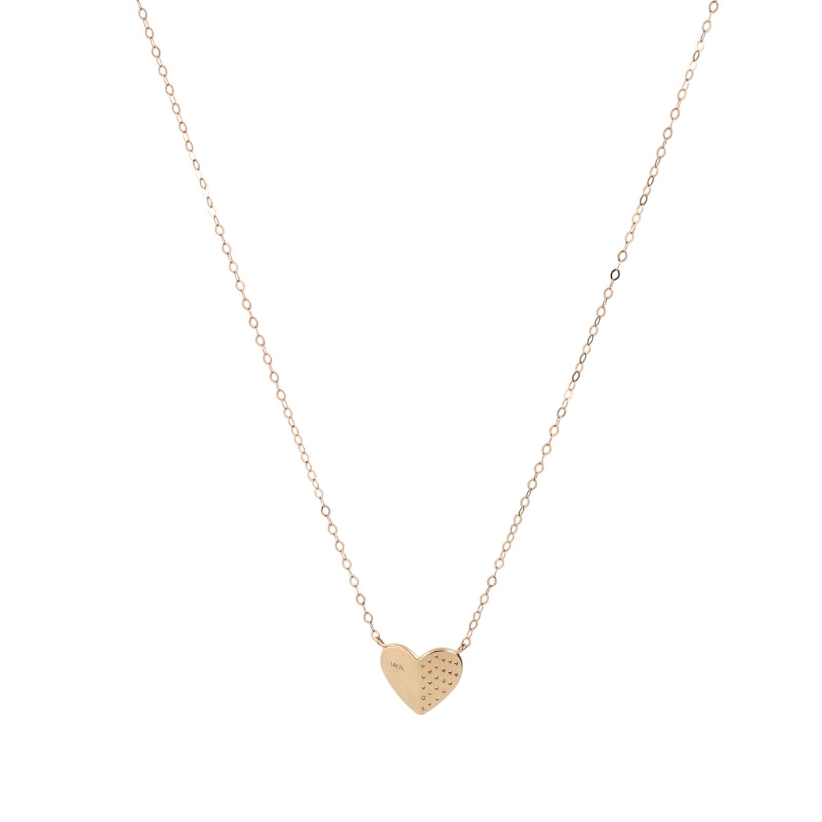Accent Diamond Heart Pendant Chain Necklace 14K Yellow Gold 16" Ladies