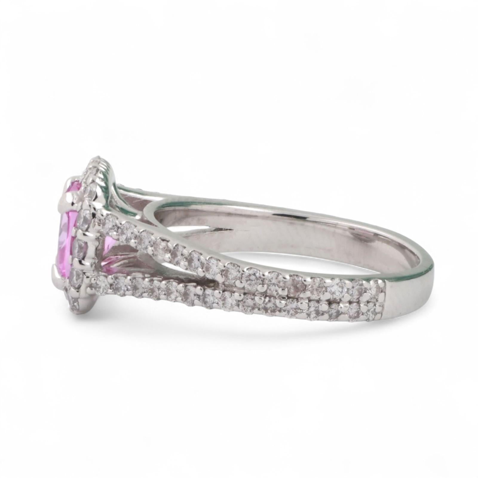Platinum Pink Sapphire Diamond Halo Cocktail Ring 3.71 CTW Synthetic Gem SZ 8.5