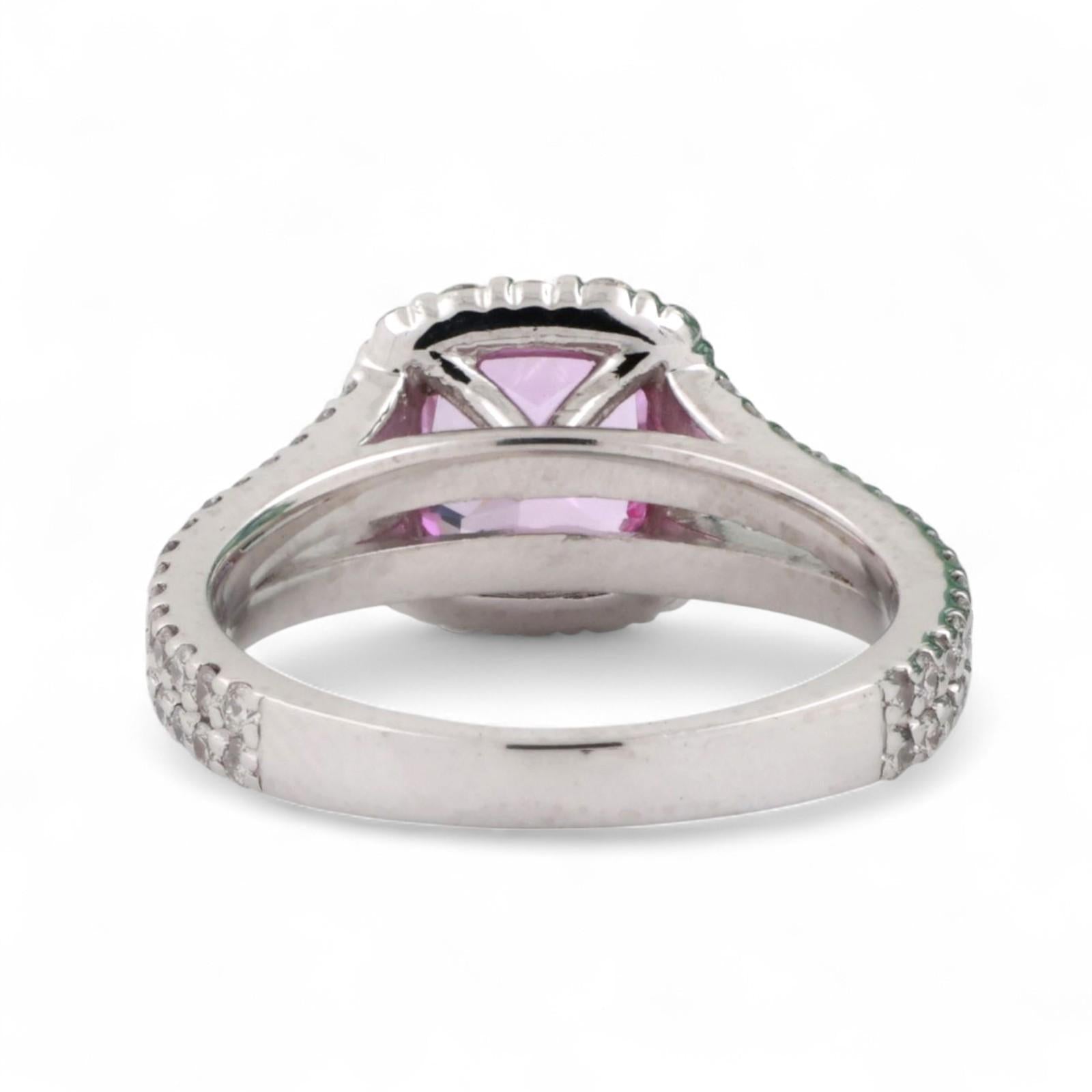 Platinum Pink Sapphire Diamond Halo Cocktail Ring 3.71 CTW Synthetic Gem SZ 8.5