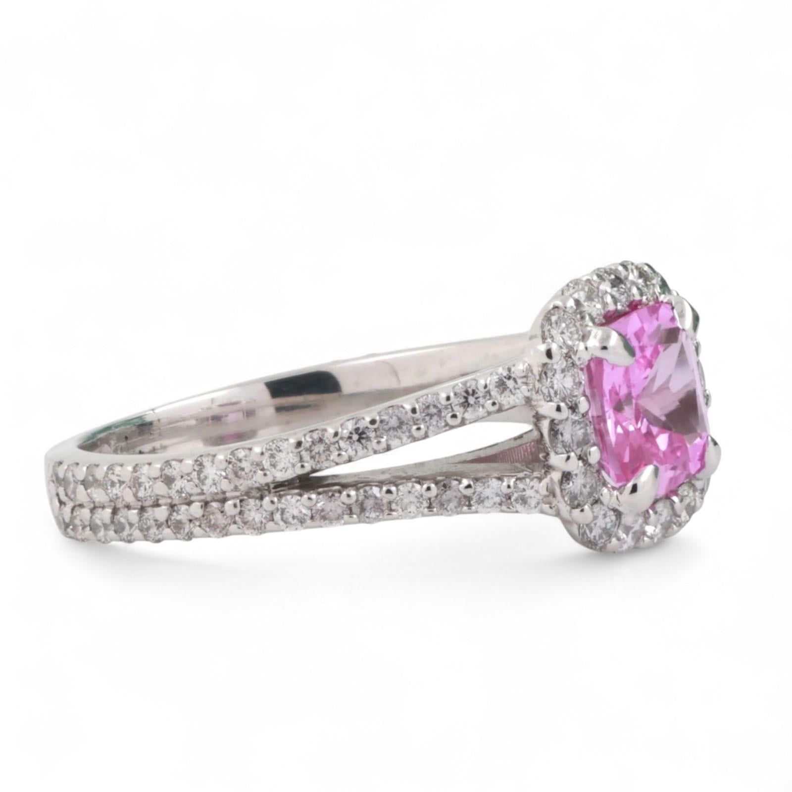 Platinum Pink Sapphire Diamond Halo Cocktail Ring 3.71 CTW Synthetic Gem SZ 8.5