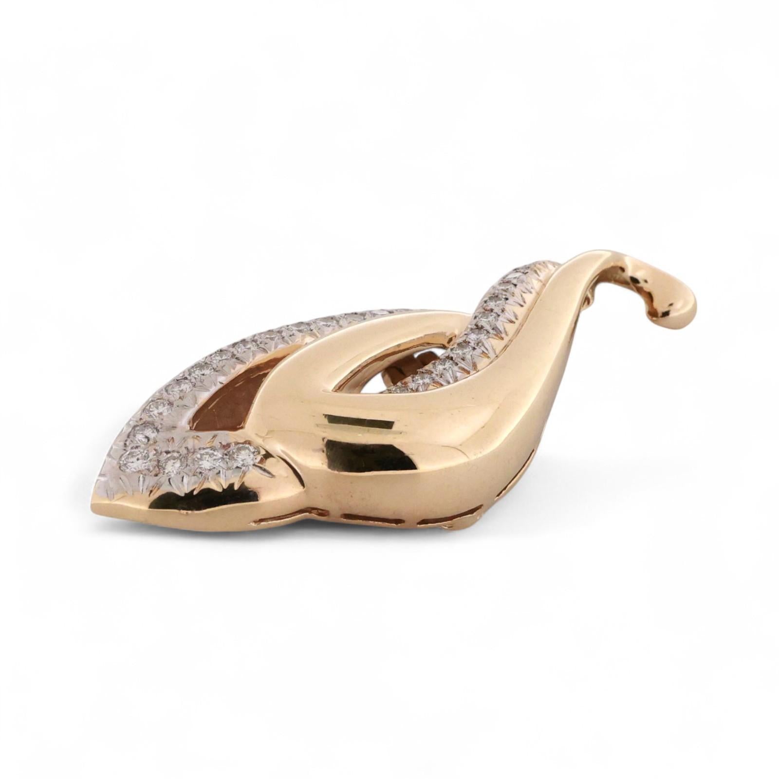 1.50 TW Cluster Diamond Slider Swirl Pendant 14K Gold 0.95" Ladies Estate