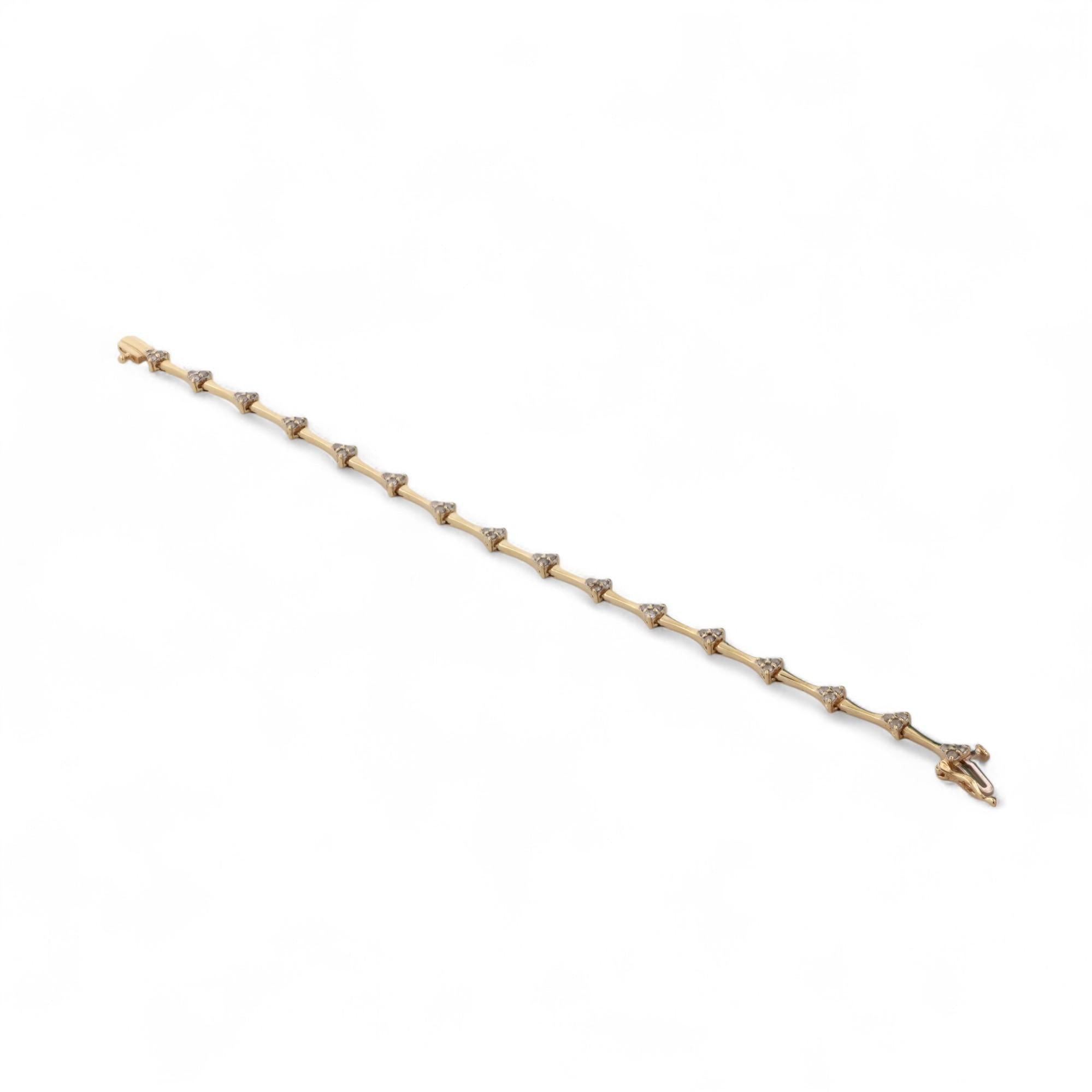 1.00 TW Diamond Station Bracelet 10K Yellow Gold 7" Ladies Estate