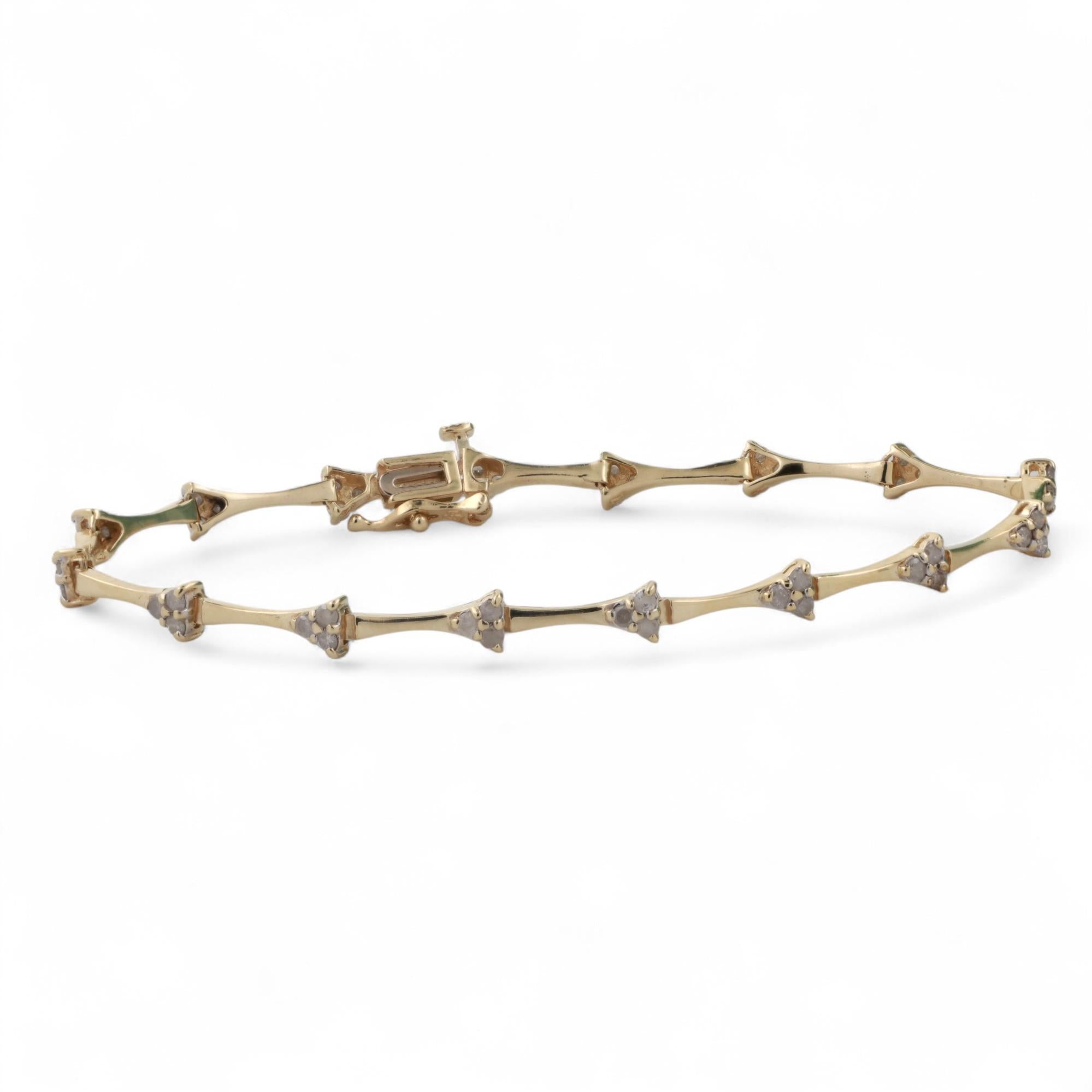 1.00 TW Diamond Station Bracelet 10K Yellow Gold 7" Ladies Estate