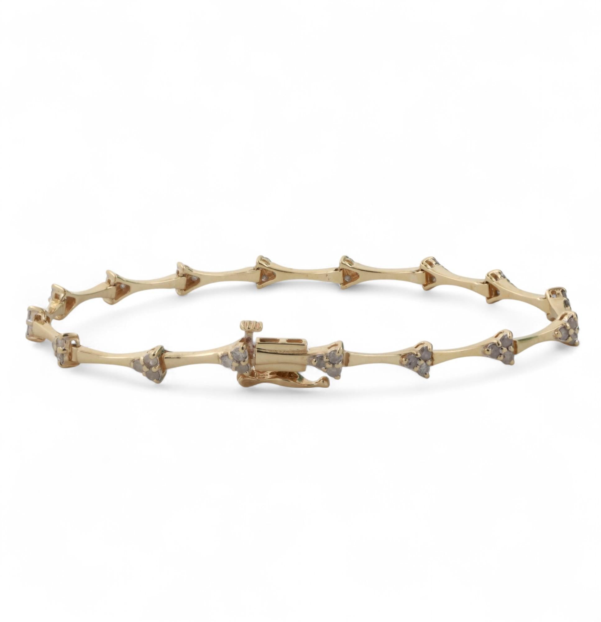 1.00 TW Diamond Station Bracelet 10K Yellow Gold 7" Ladies Estate