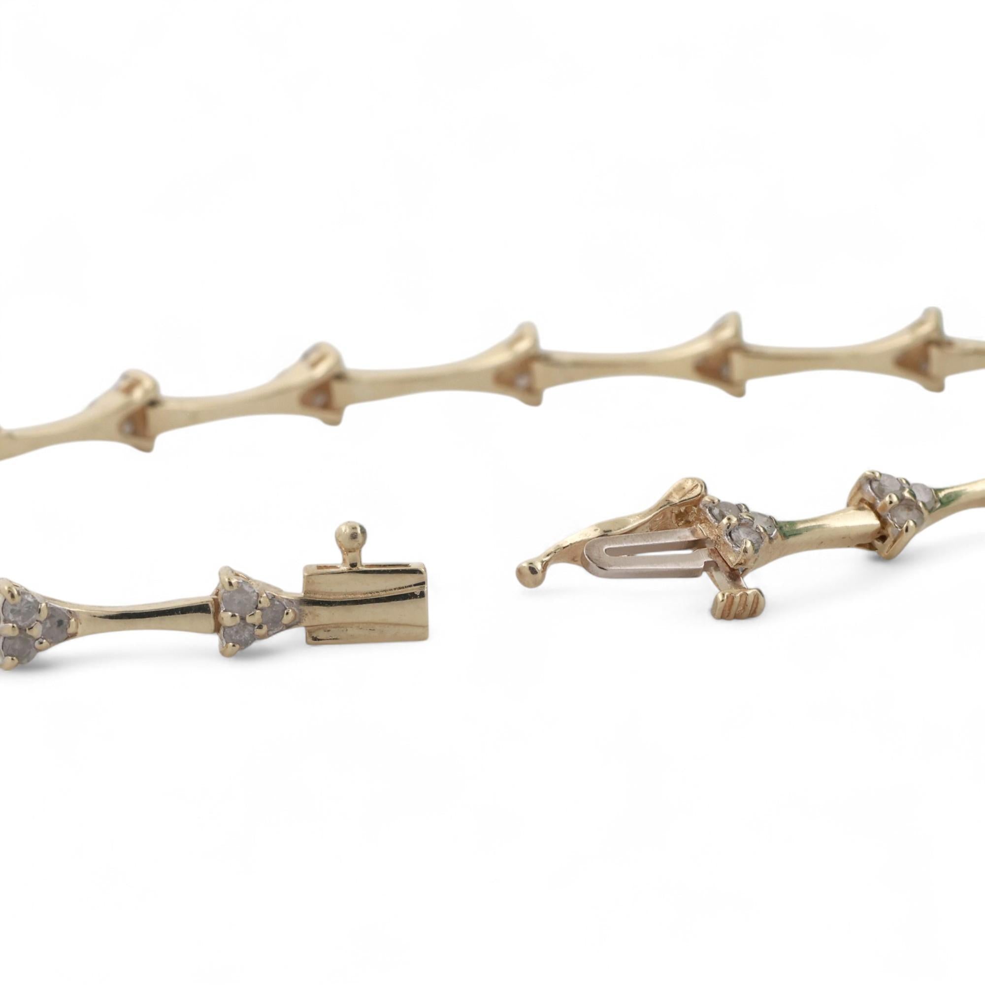 1.00 TW Diamond Station Bracelet 10K Yellow Gold 7" Ladies Estate