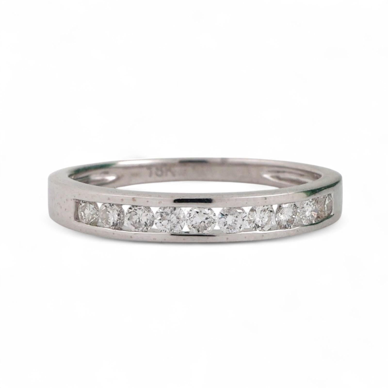 0.40 TW Round Diamond Half Eternity Band Ring 18K White Gold Channel Set SZ 6.5