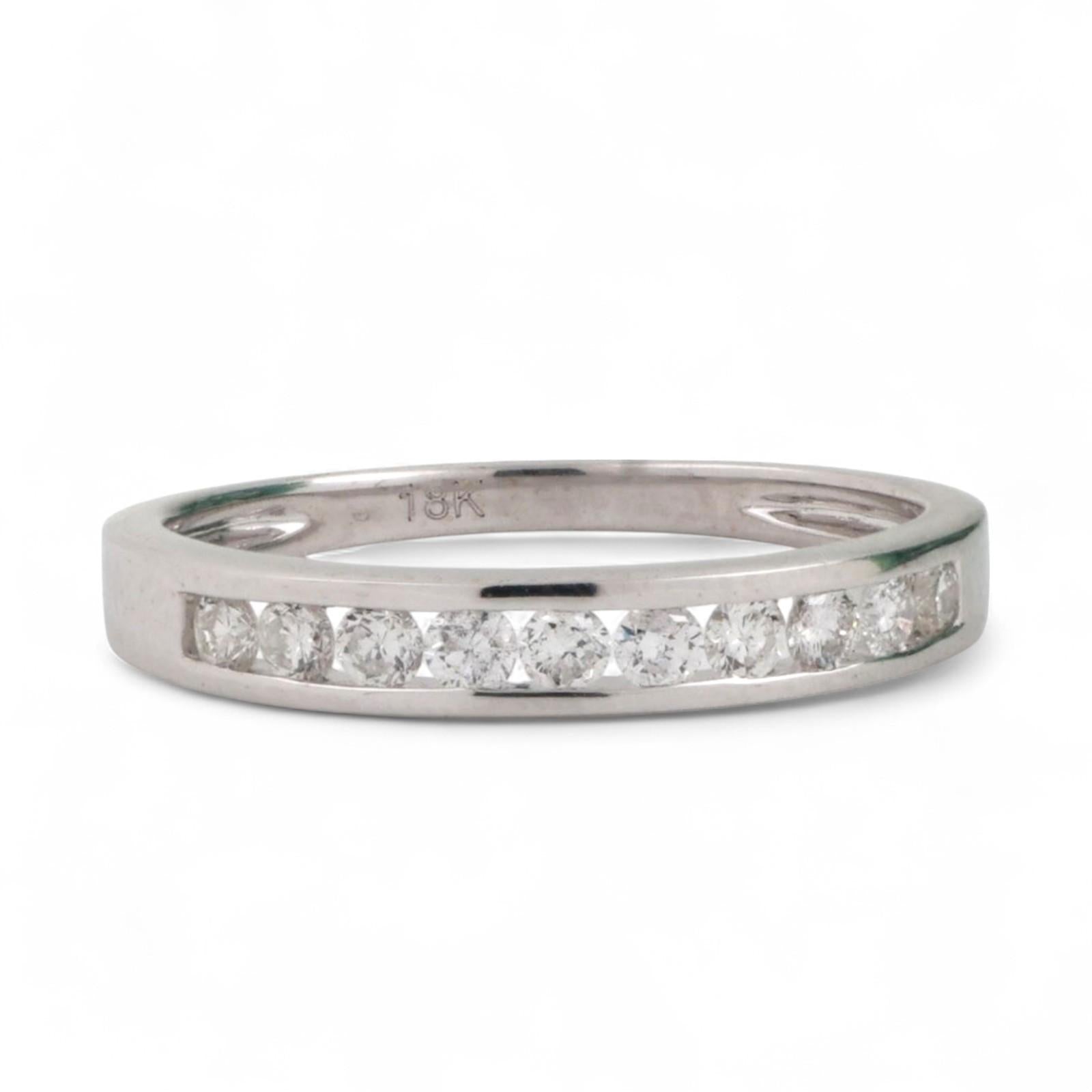 0.40 TW Round Diamond Half Eternity Band Ring 18K White Gold Channel Set SZ 6.5