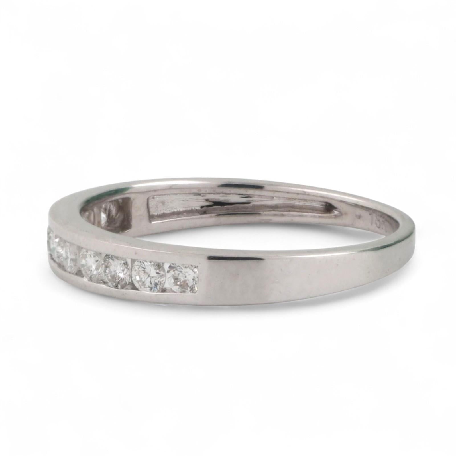 0.40 TW Round Diamond Half Eternity Band Ring 18K White Gold Channel Set SZ 6.5