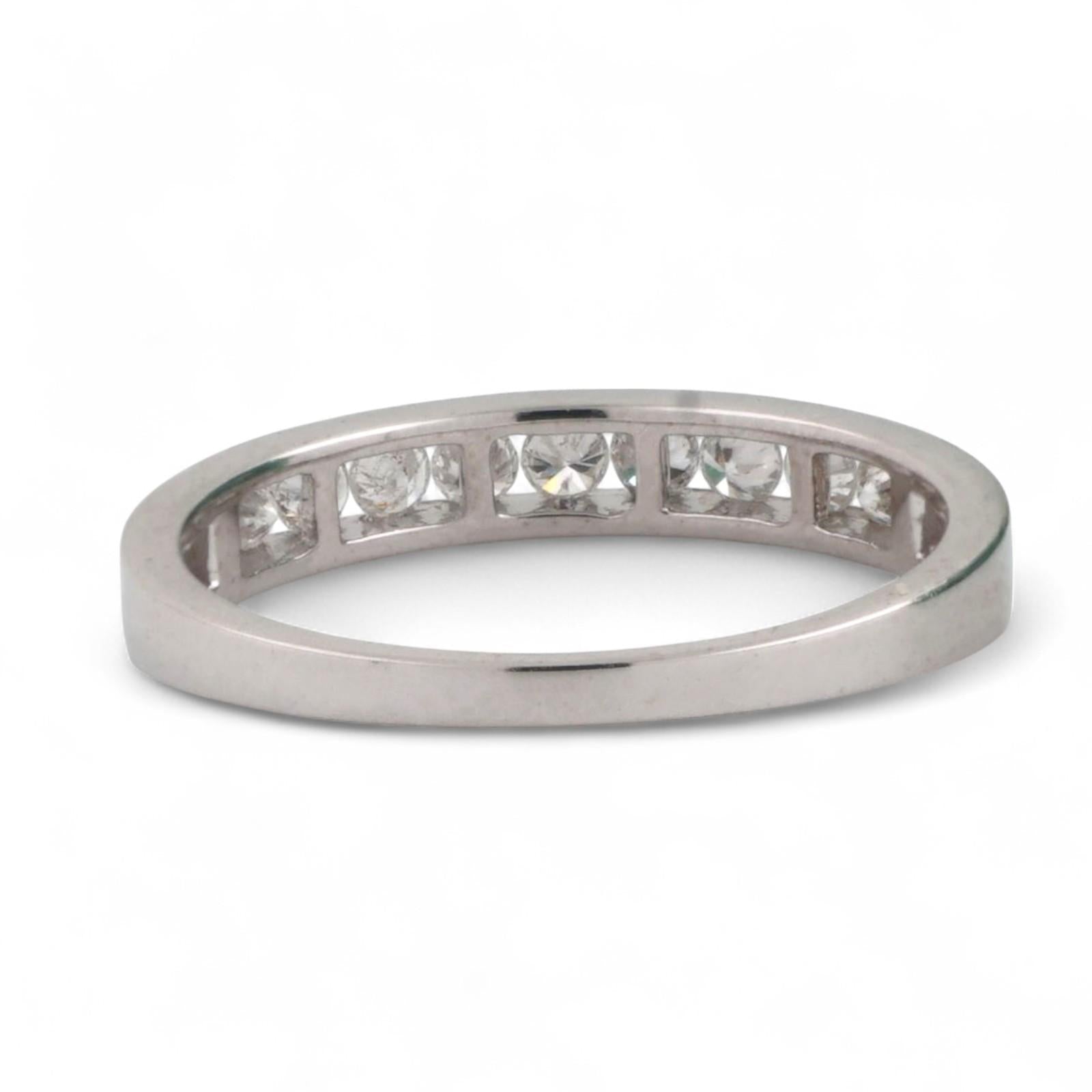 0.40 TW Round Diamond Half Eternity Band Ring 18K White Gold Channel Set SZ 6.5