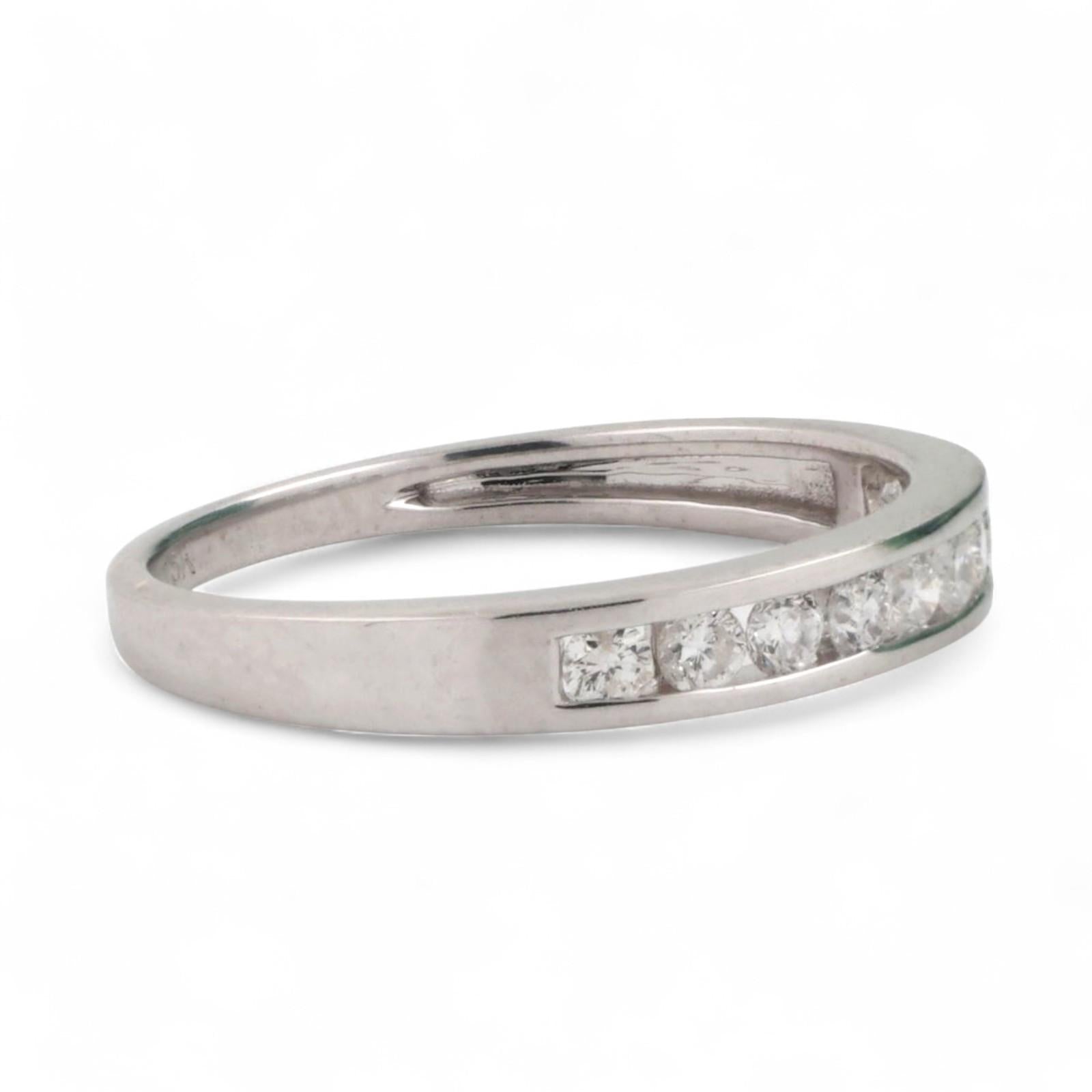 0.40 TW Round Diamond Half Eternity Band Ring 18K White Gold Channel Set SZ 6.5