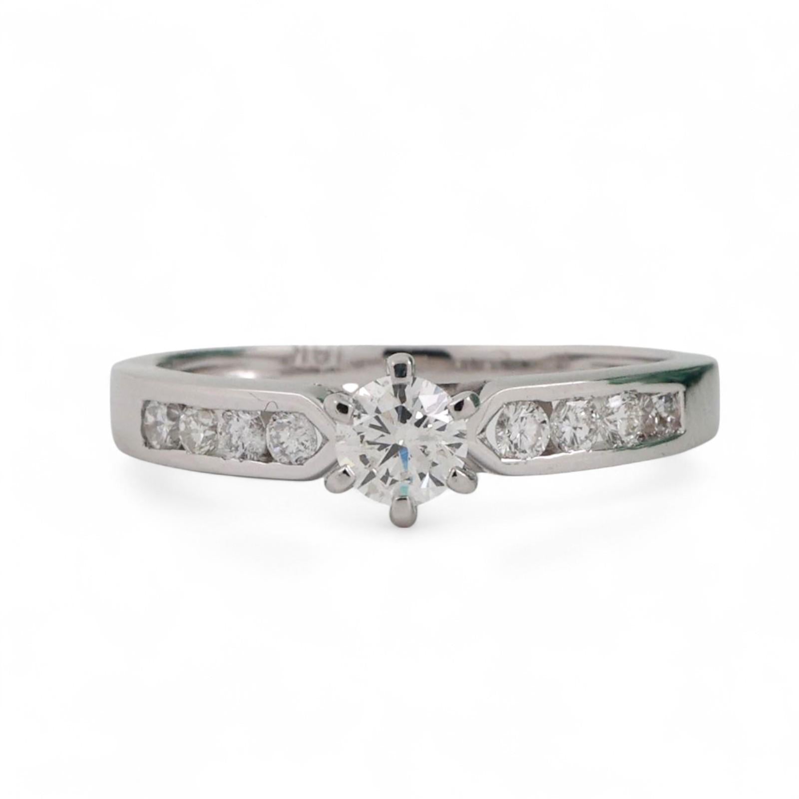 Round Solitaire Accent Diamond Engagement Ring 0.63 TW 18K White Gold Size 7