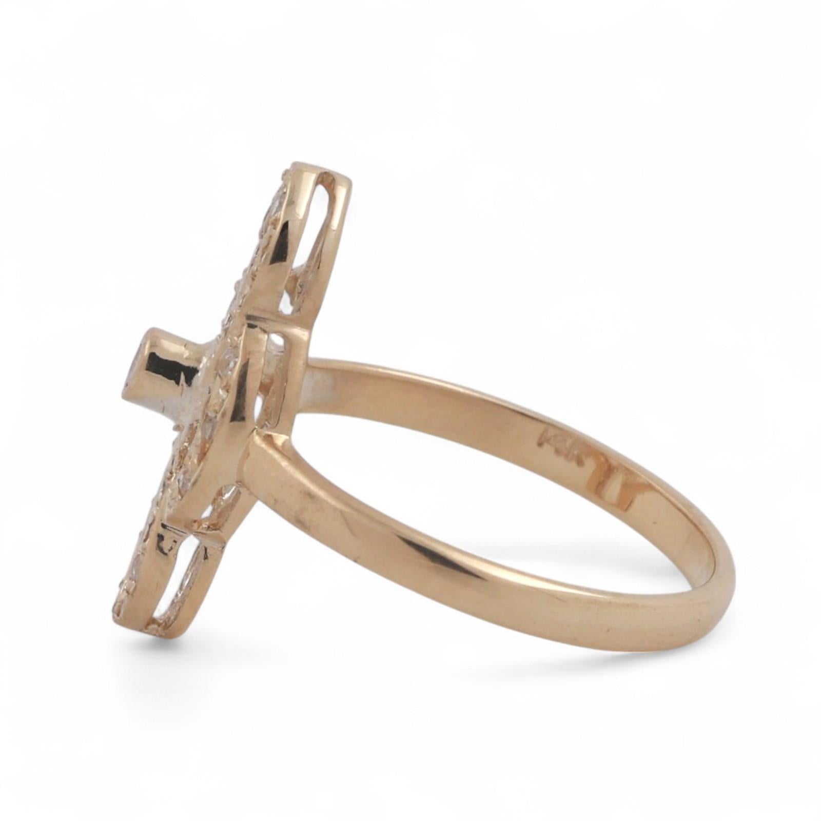 0.30 TW Diamond Filigree Full Finger Ring 14K Yellow Gold Size 7 Ladies Estate