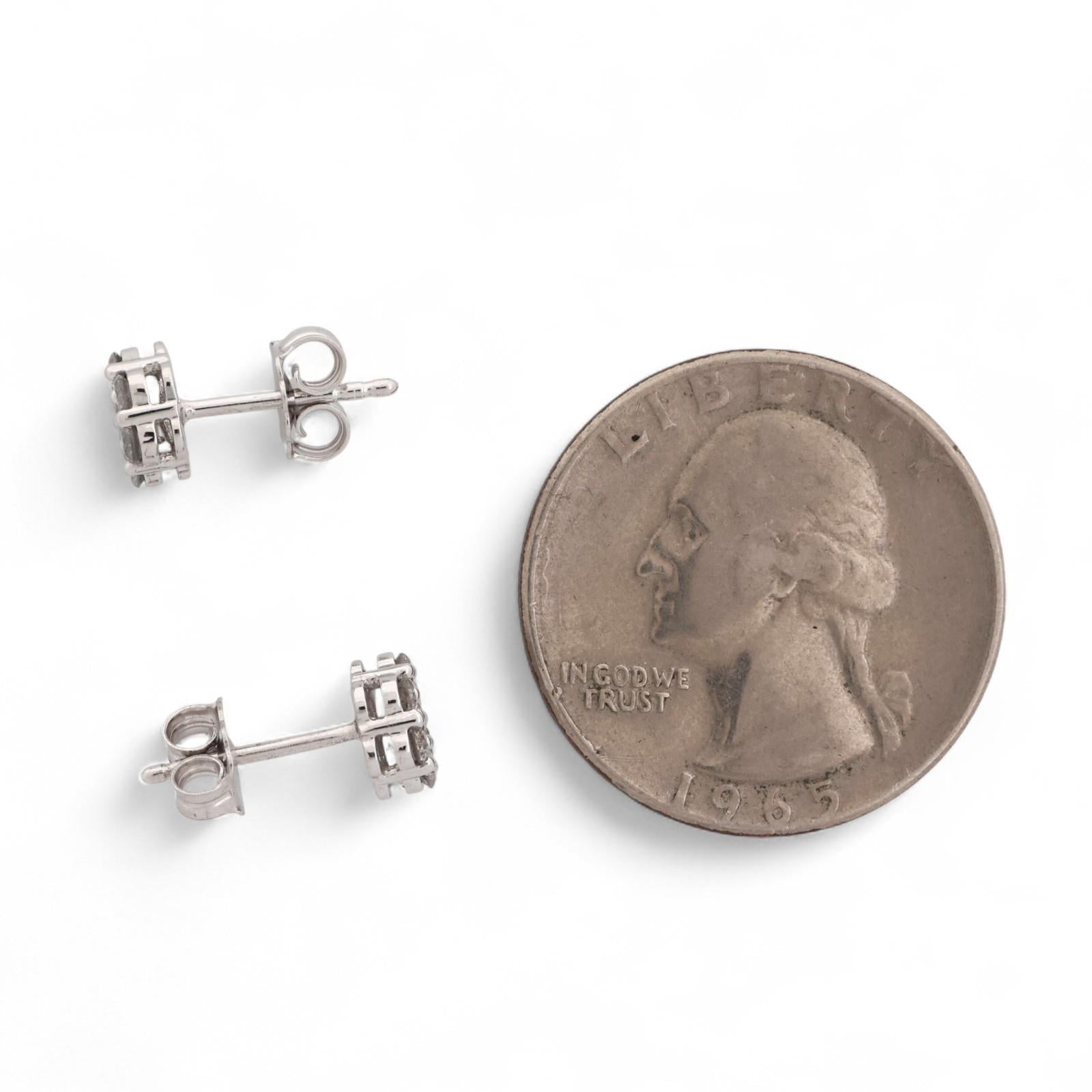 Cluster Diamond Floral Stud Earrings 10K White Gold 0.40 TW 7 mm Round Ladies