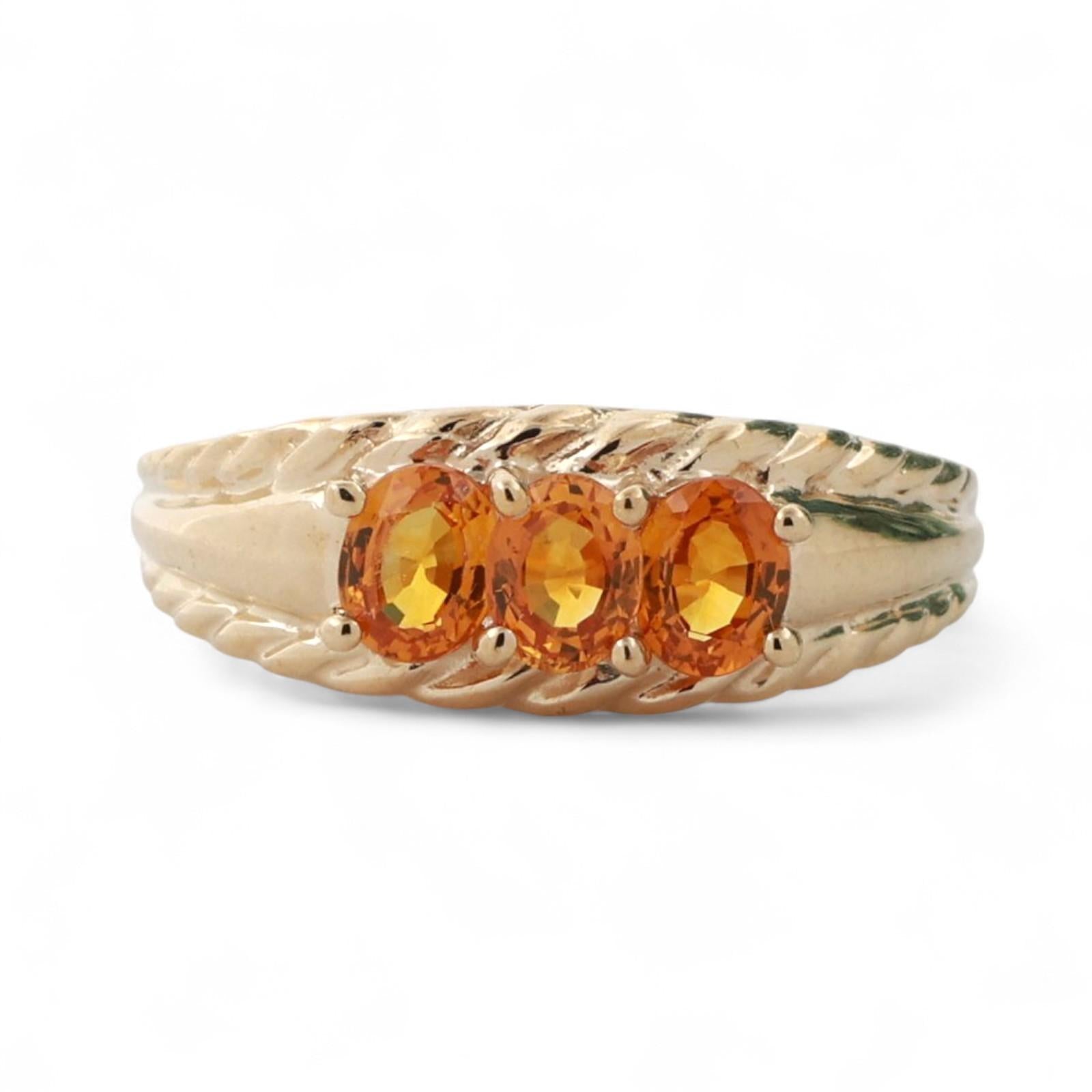3 Stone Yellow Sapphire Gemstone Ring 10K Yellow Gold 0.75 CTW Size 6.25