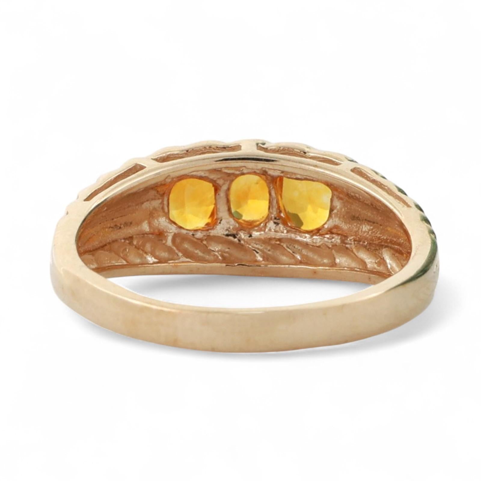 3 Stone Yellow Sapphire Gemstone Ring 10K Yellow Gold 0.75 CTW Size 6.25