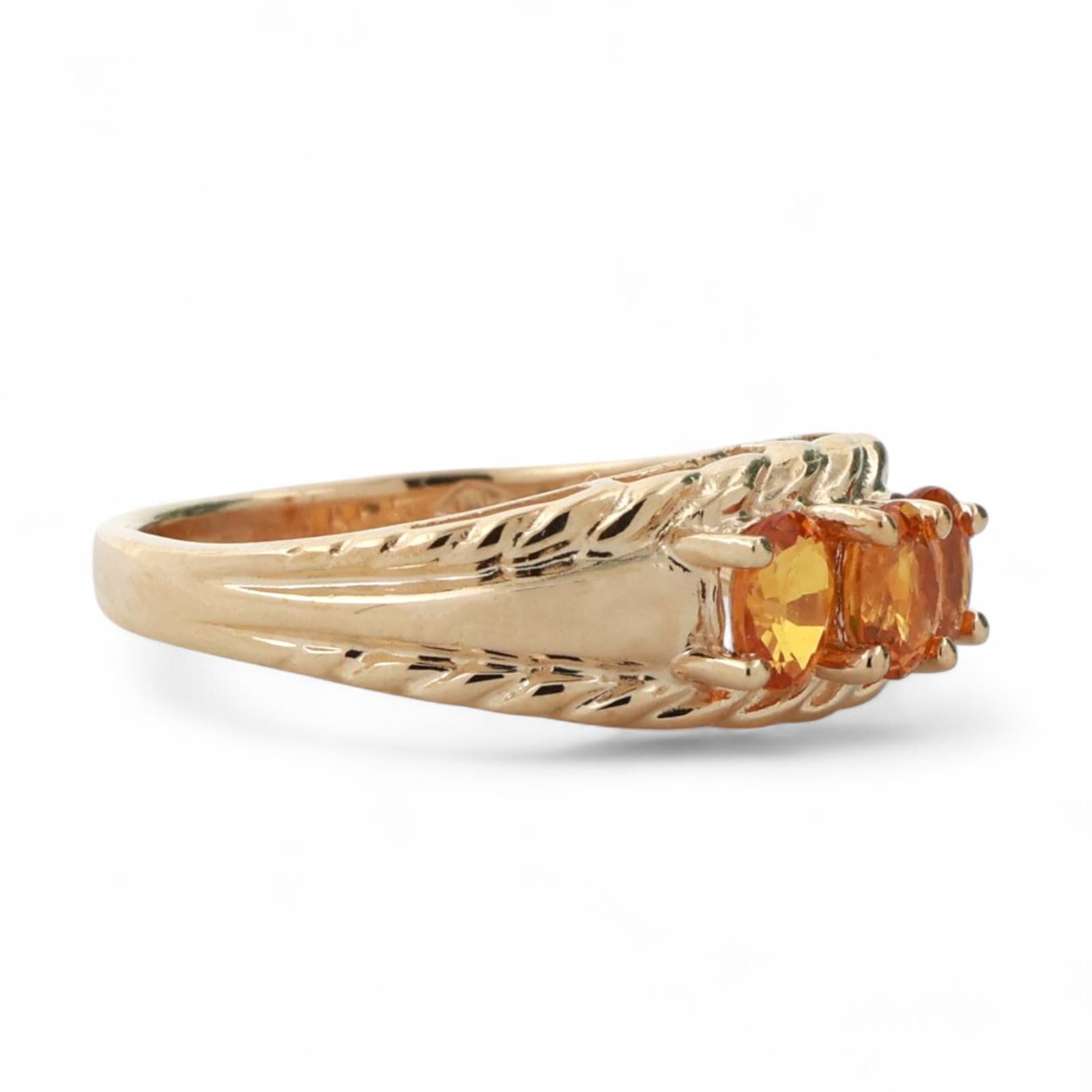 3 Stone Yellow Sapphire Gemstone Ring 10K Yellow Gold 0.75 CTW Size 6.25