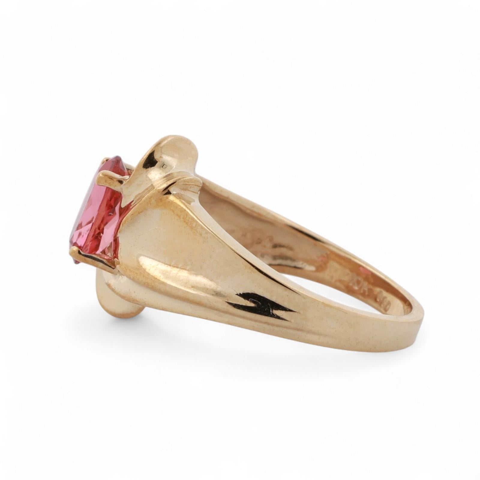 1.25 CT Pink Tourmaline Solitaire Cocktail Ring 10K Yellow Gold Size 7 Ladies