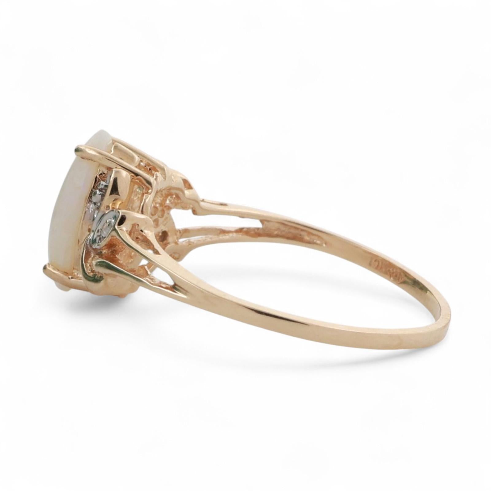 Marquise Cut Opal Diamond Cocktail Ring 10K Gold 0.62 CTW Size 7.5 Ladies Estate