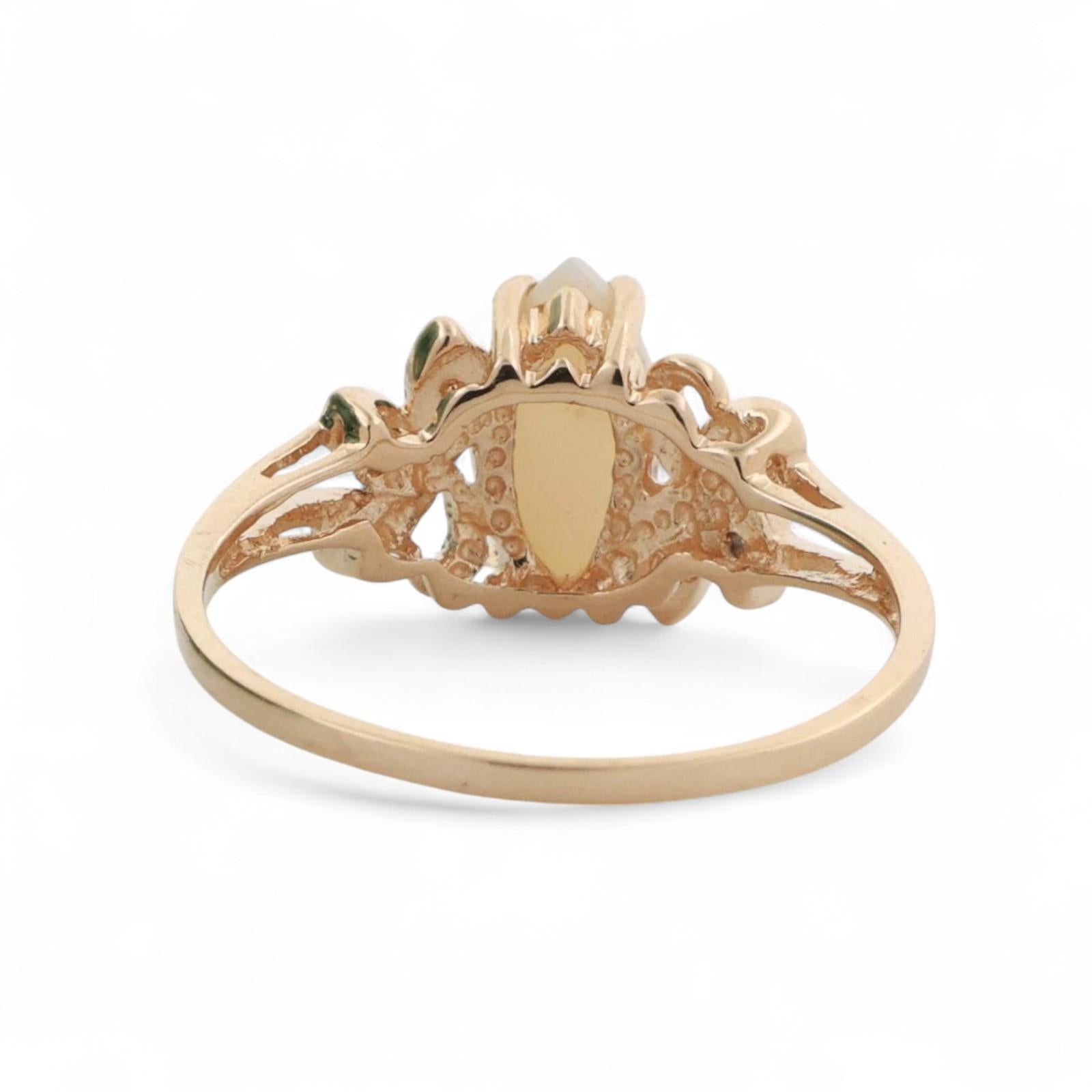 Marquise Cut Opal Diamond Cocktail Ring 10K Gold 0.62 CTW Size 7.5 Ladies Estate