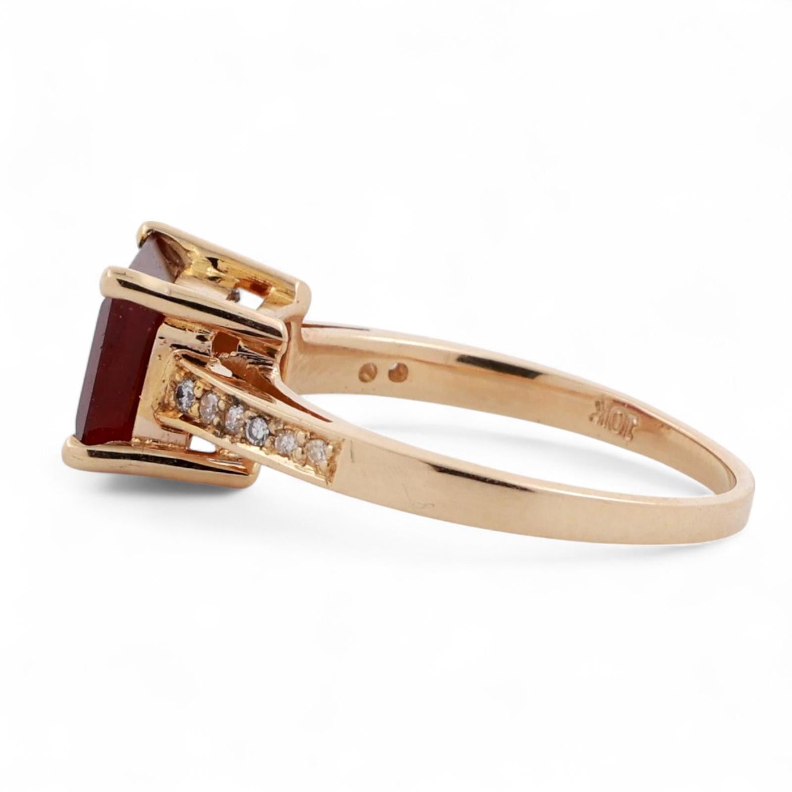 Emerald Cut Ruby Solitaire Diamond Accent Ring 10K Yellow Gold 3.10 CTW Size 7