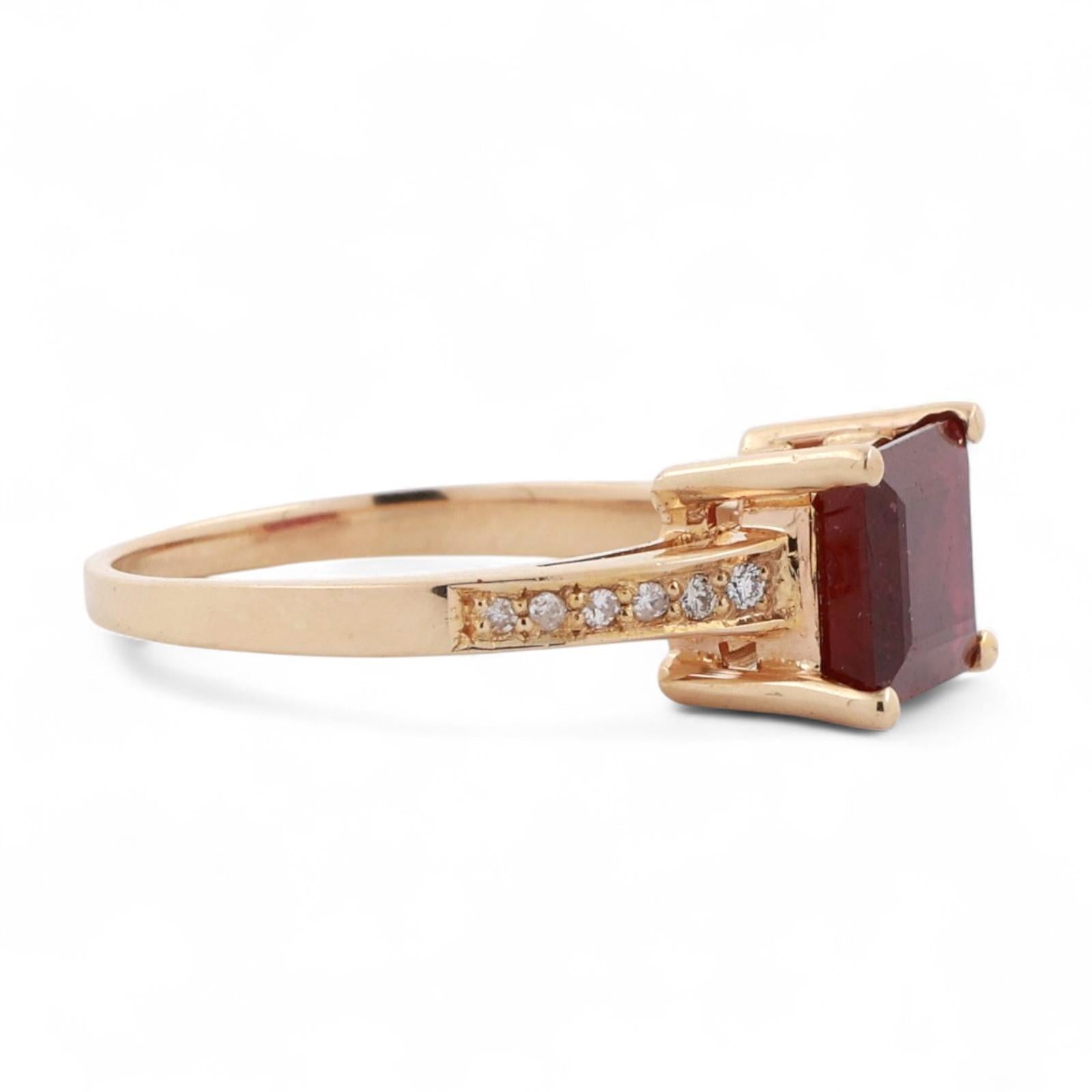 Emerald Cut Ruby Solitaire Diamond Accent Ring 10K Yellow Gold 3.10 CTW Size 7