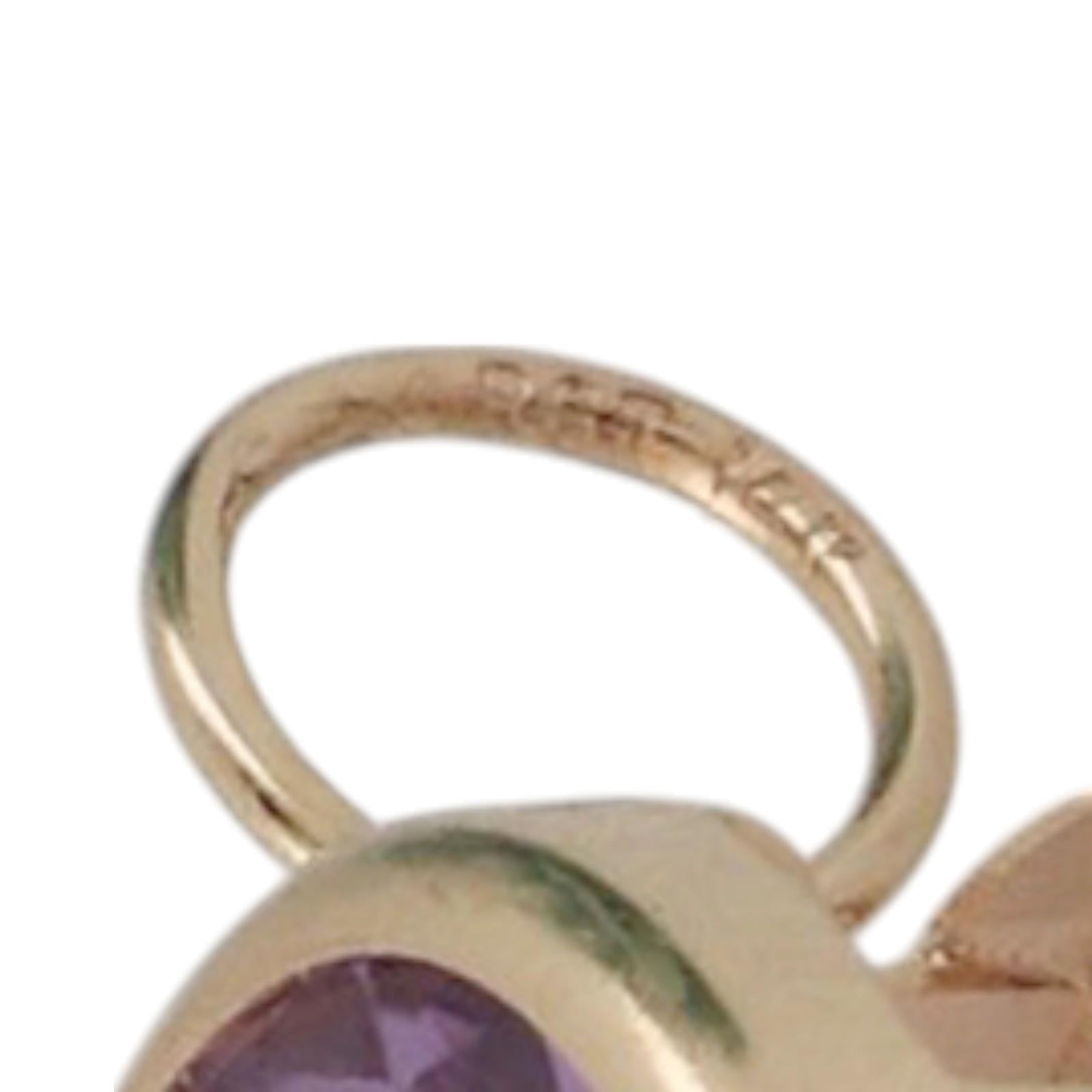 3.79 CT Round Solitaire Violet Purple Sapphire Pendant 14K Yellow Gold 0.60"