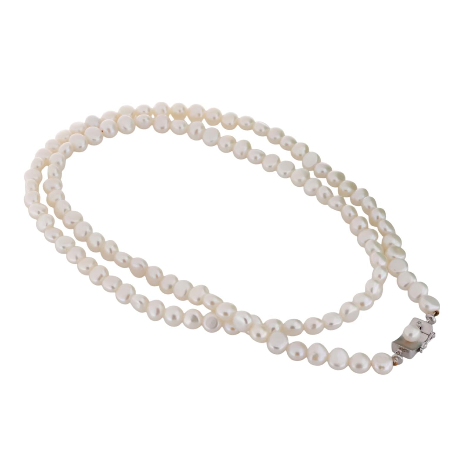 Vintage Cultured Freshwater Pearl Necklace 18K Gold Pearl Accent Clasp 23.5"