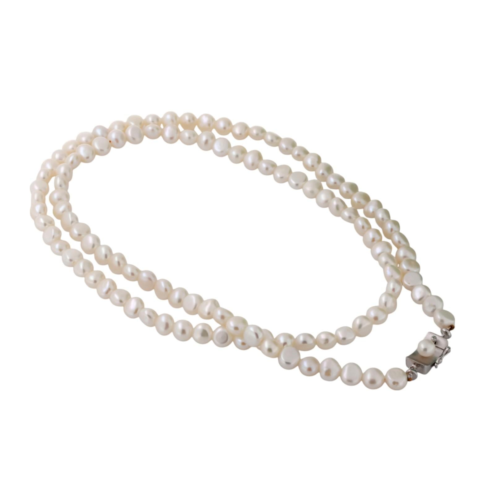Vintage Cultured Freshwater Pearl Necklace 18K Gold Pearl Accent Clasp 23.5"