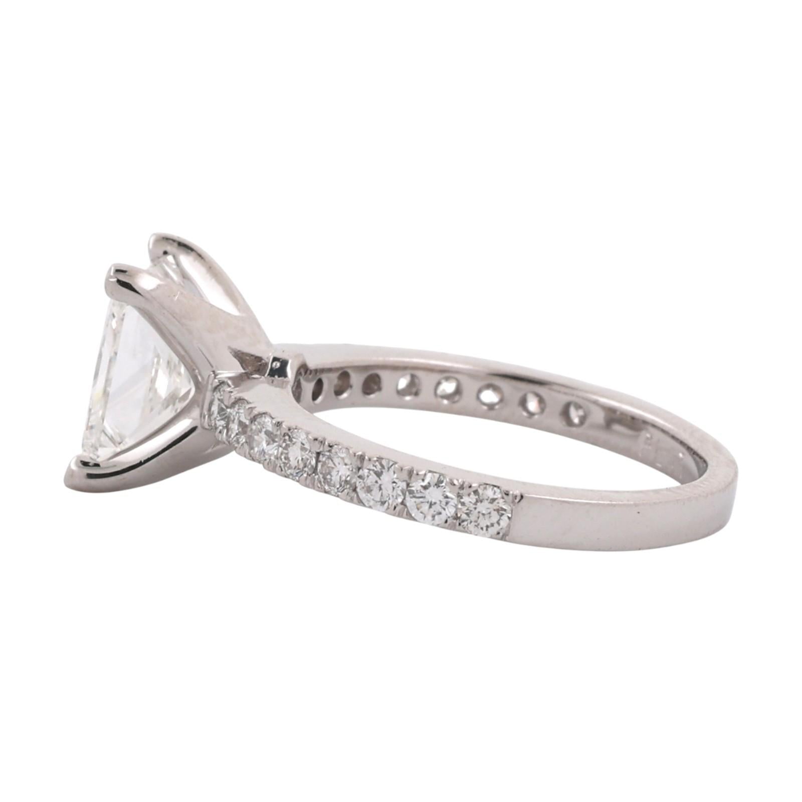 GIA 2.01 CT G VS2 Princess Cut Diamond Engagement Ring Platinum 2.51 CTW