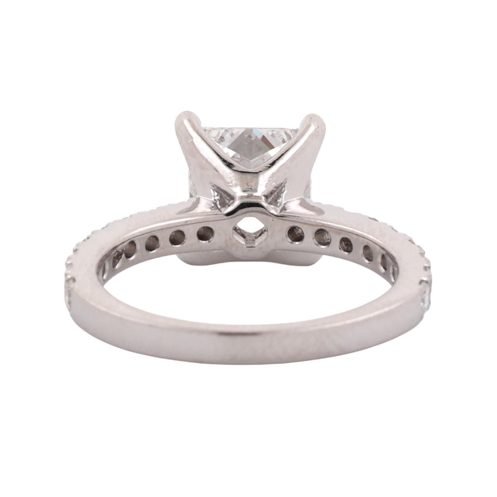 GIA 2.01 CT G VS2 Princess Cut Diamond Engagement Ring Platinum 2.51 CTW
