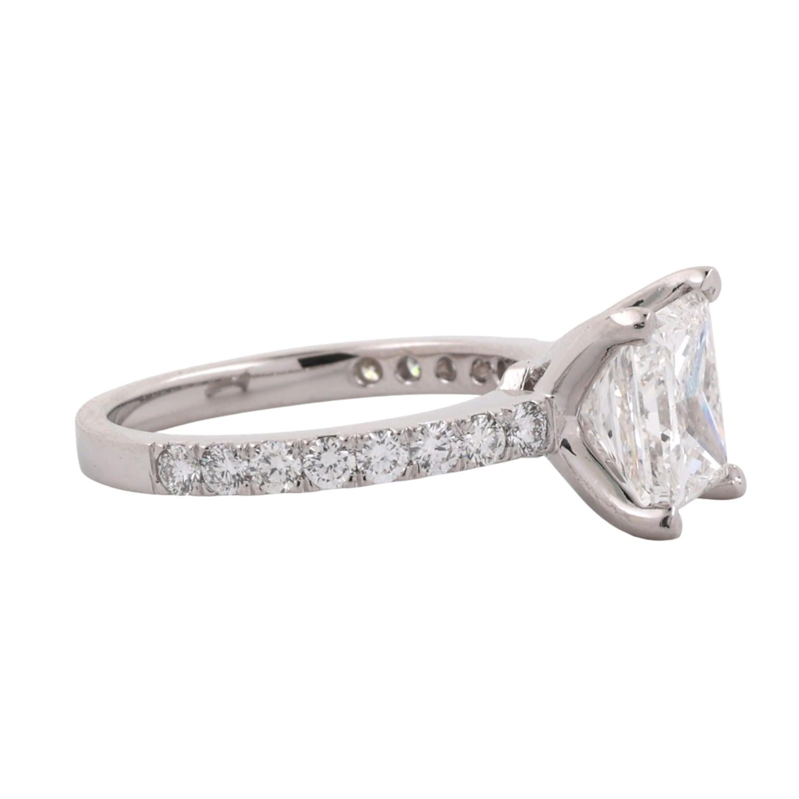 GIA 2.01 CT G VS2 Princess Cut Diamond Engagement Ring Platinum 2.51 CTW