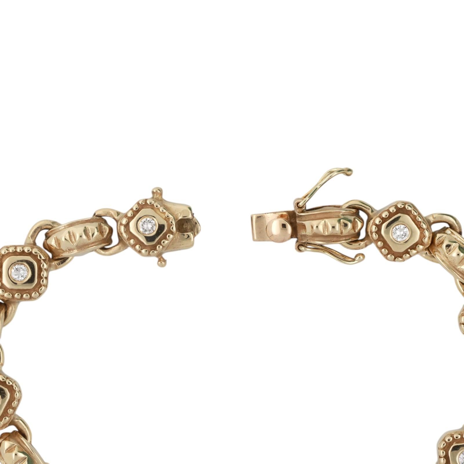 0.65 TW Diamond Station Bracelet 14K Yellow Gold 7.25" Vintage Estate