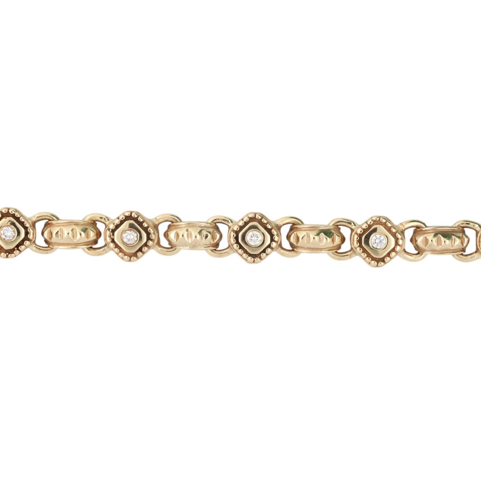 0.65 TW Diamond Station Bracelet 14K Yellow Gold 7.25" Vintage Estate