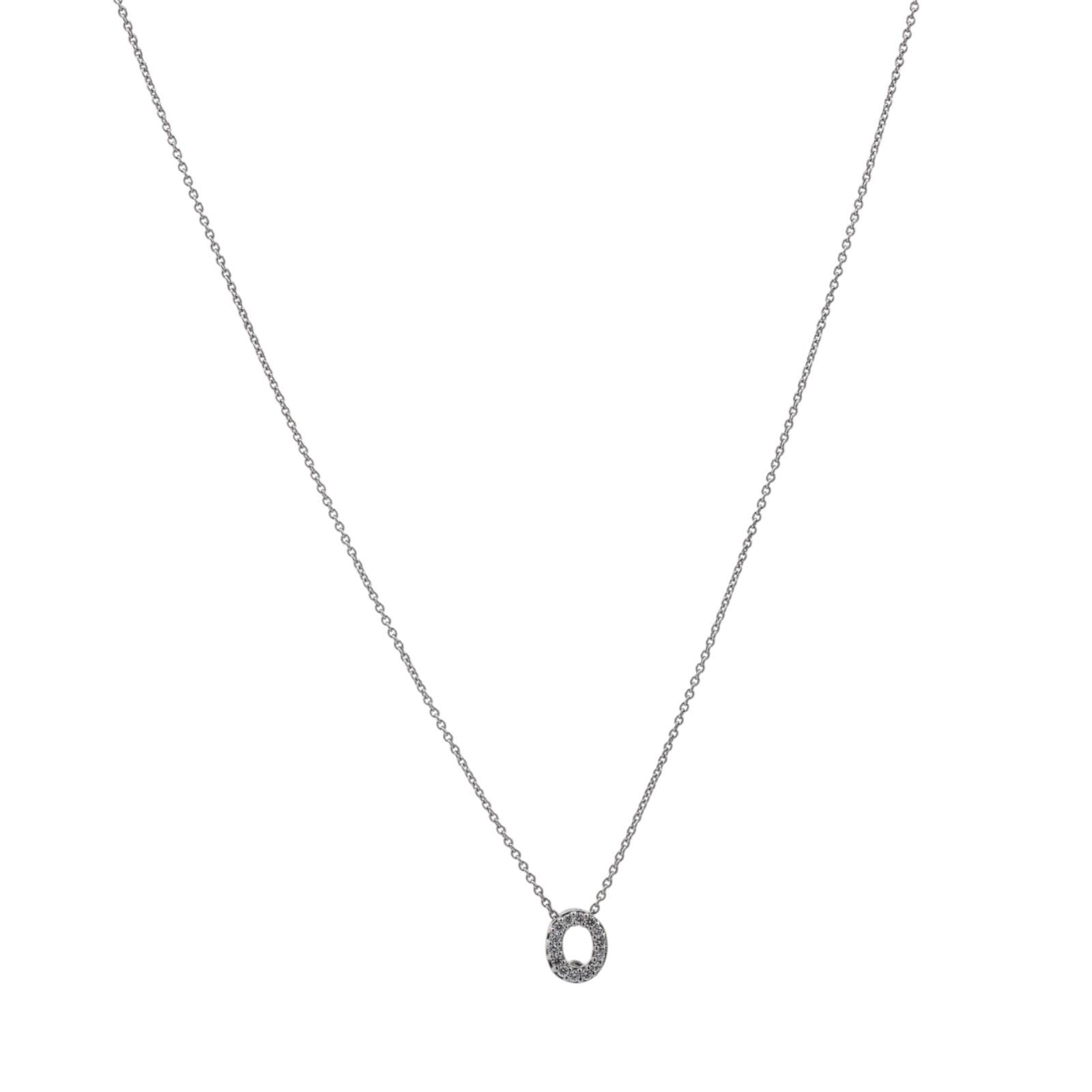 Roberto Coin Letter O Tiny Treasure Diamond Pendant Chain Necklace 18K Gold