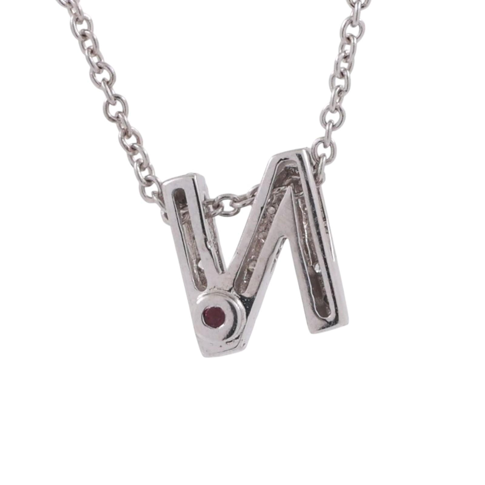 Roberto Coin Letter N Tiny Treasure Diamond Pendant Chain Necklace 18K Gold