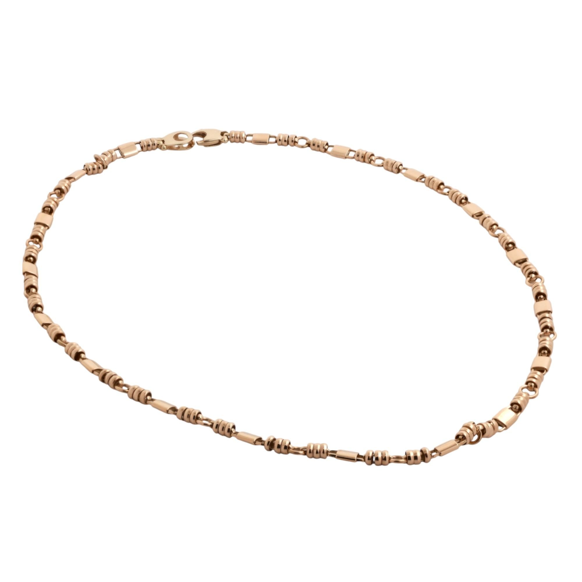14K Yellow Gold Fancy Link Chain Necklace 18.25" Unisex Estate