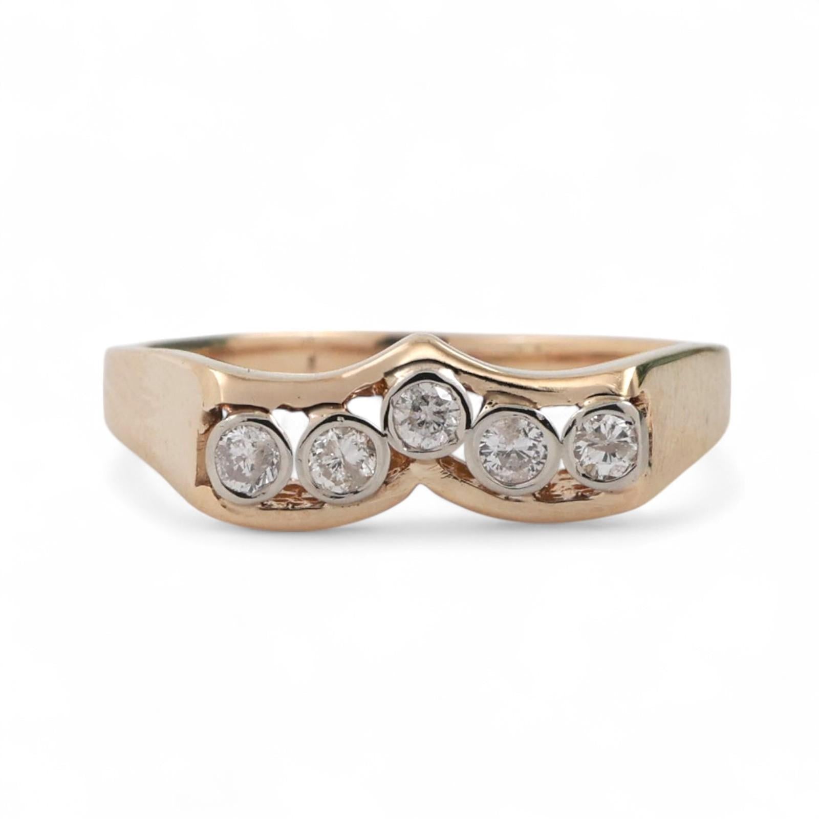 Diamond Swirl Band Ring 14K Gold 0.33 TW Size 9.25 Estate