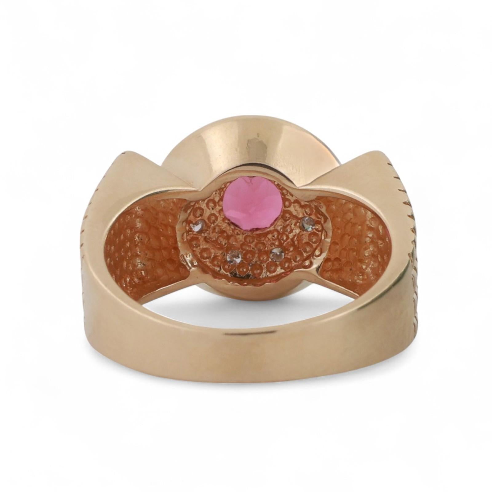 Pink Tourmaline Diamond Halo Ring 14K Gold 1.65 CTW Size 7.25 Ladies Estate