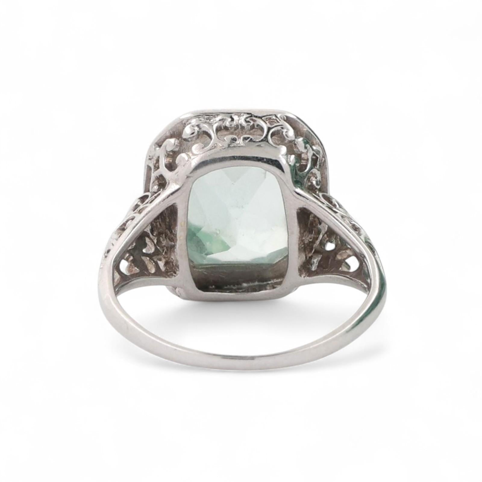 3.10 CT Solitaire Aquamarine Filigree Cocktail Ring 14K White Gold Size 4 Ladies