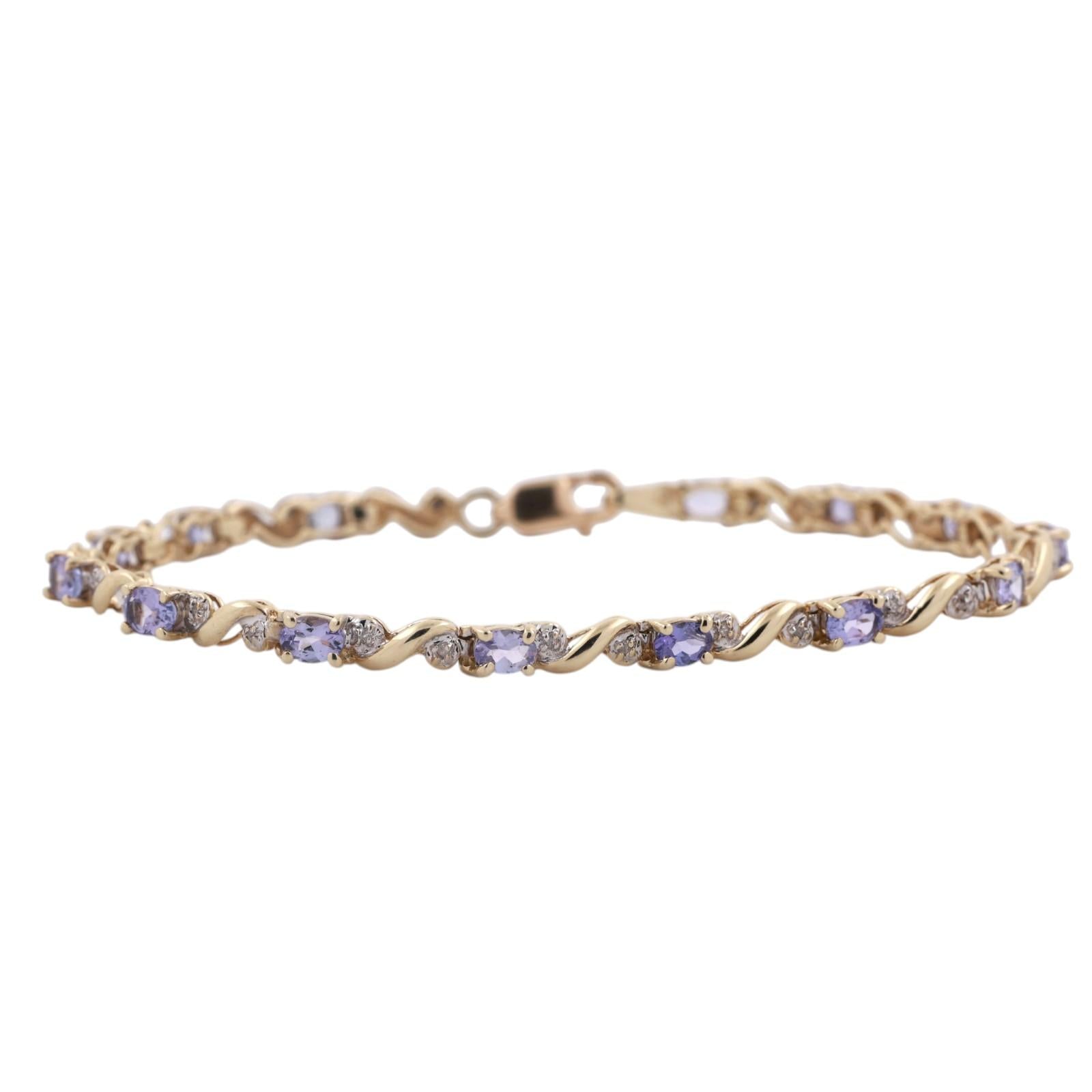 Tanzanite Diamond Bracelet 10K Gold 2.66 CTW 7.25" Ladies Estate