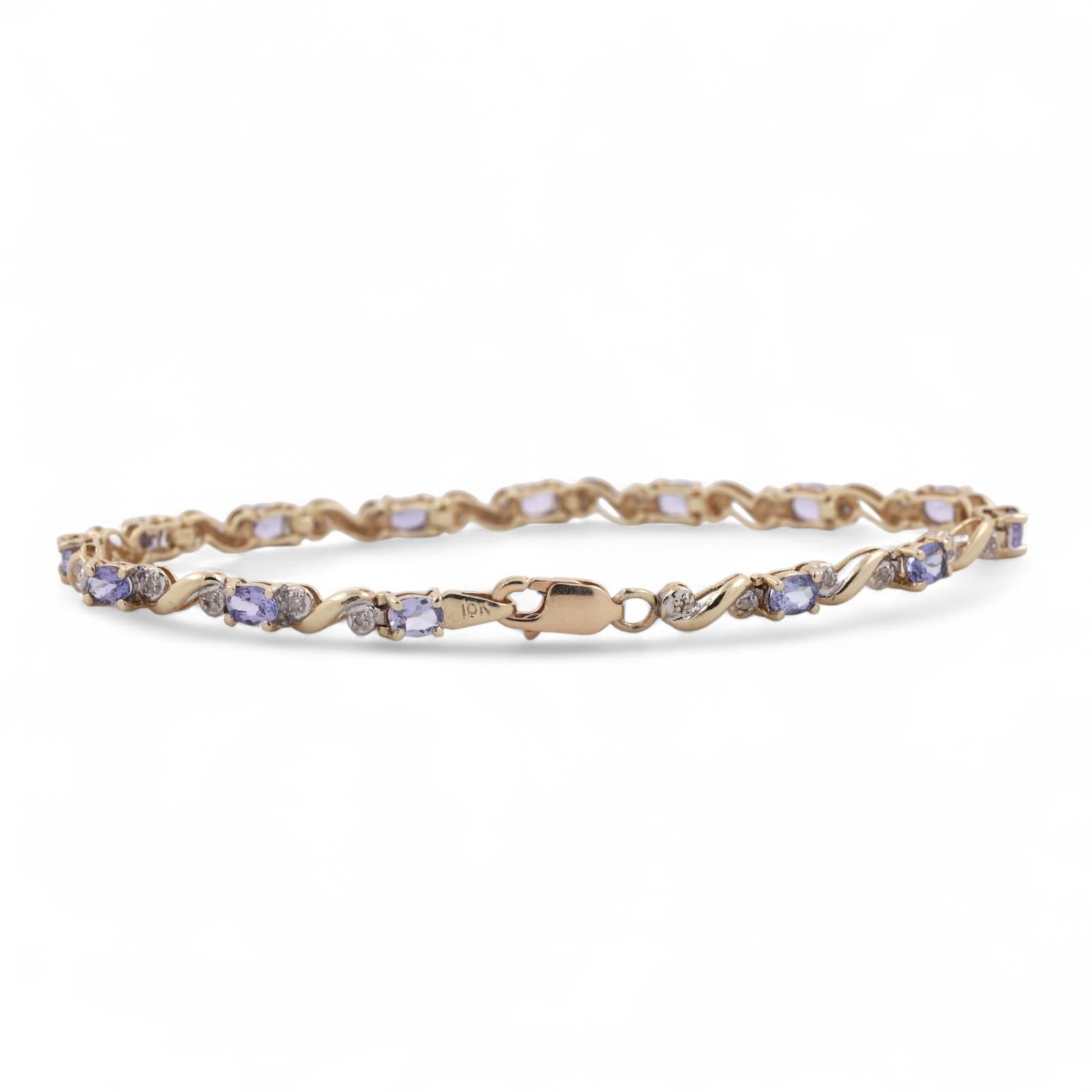 Tanzanite Diamond Bracelet 10K Gold 2.66 CTW 7.25" Ladies Estate