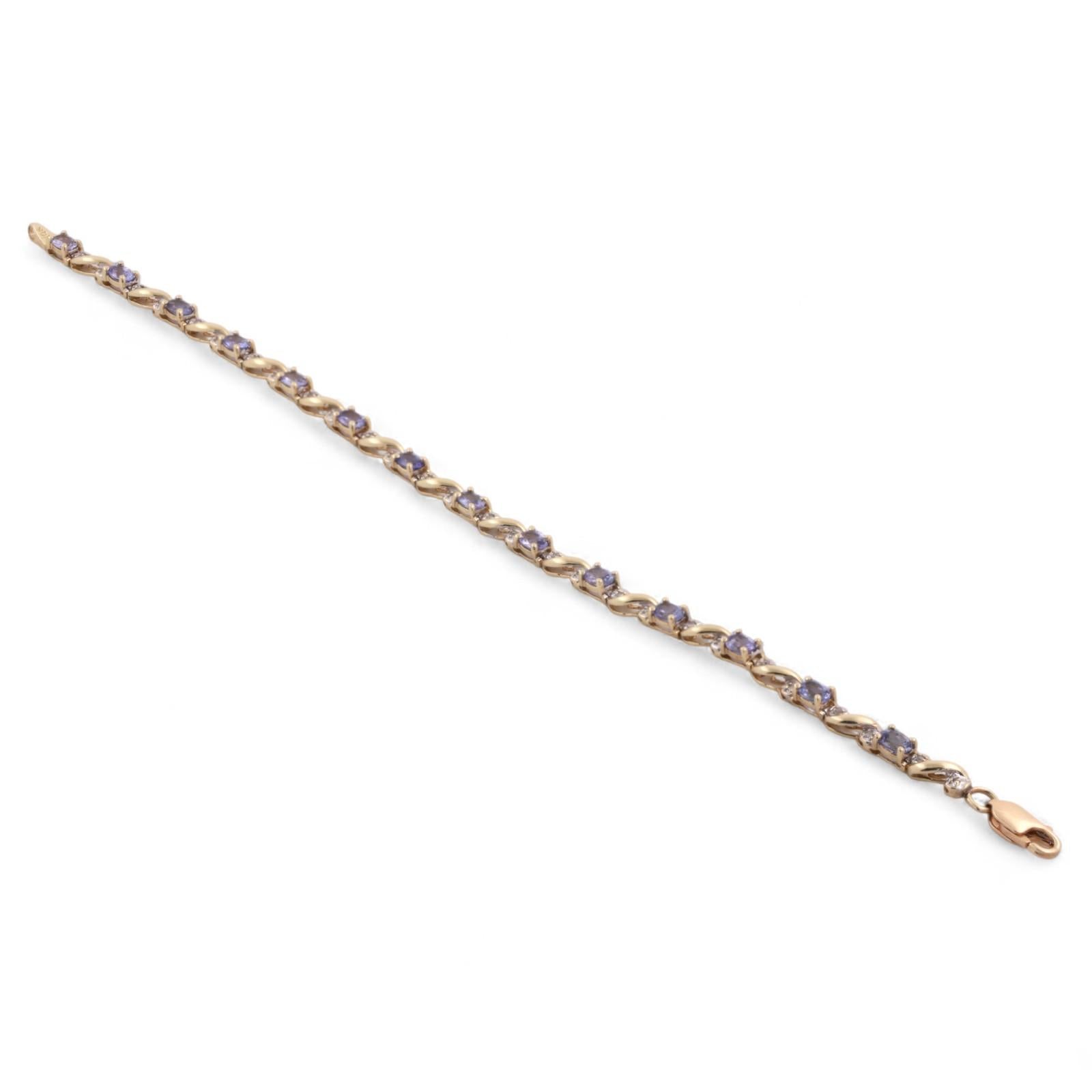 Tanzanite Diamond Bracelet 10K Gold 2.66 CTW 7.25" Ladies Estate