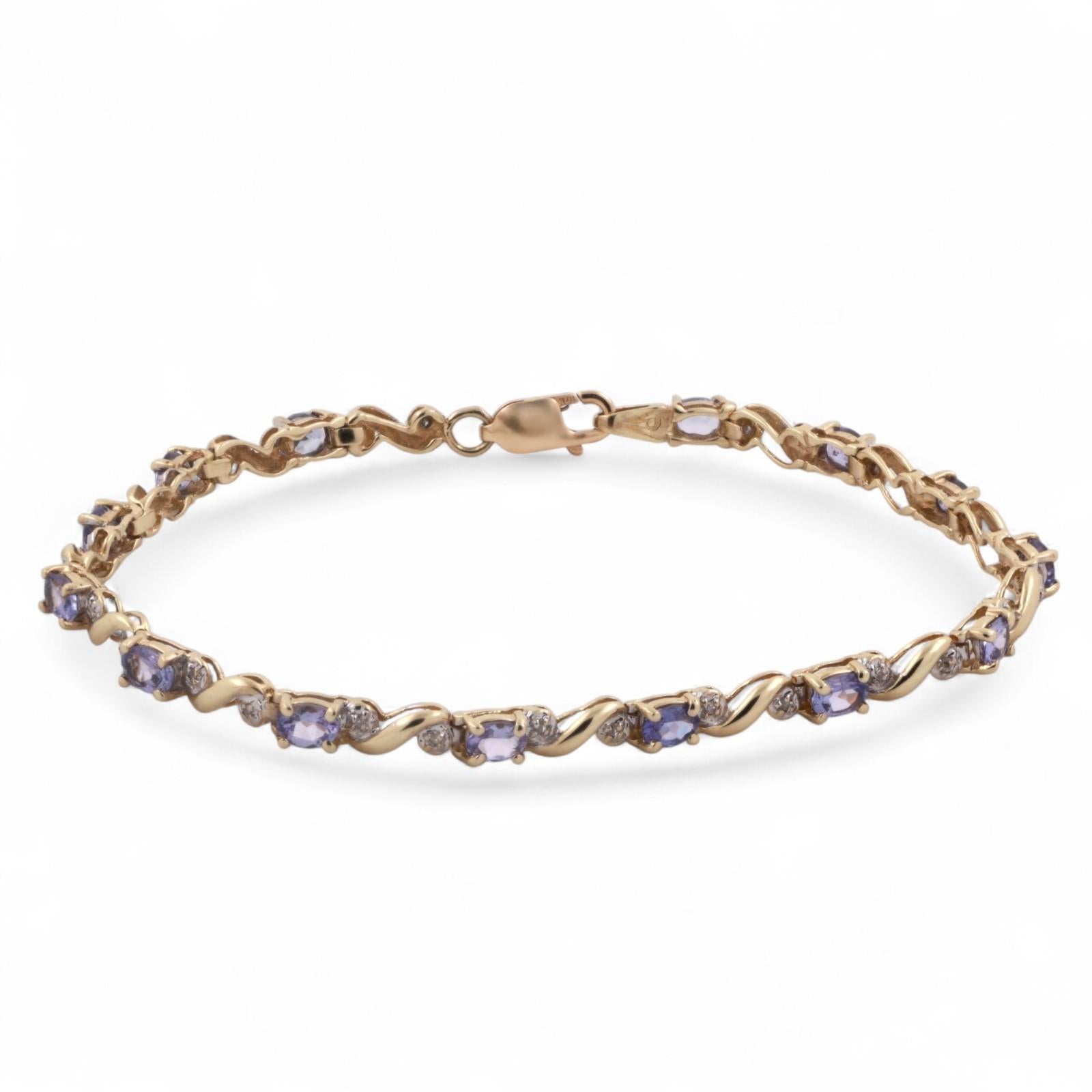 Tanzanite Diamond Bracelet 10K Gold 2.66 CTW 7.25" Ladies Estate