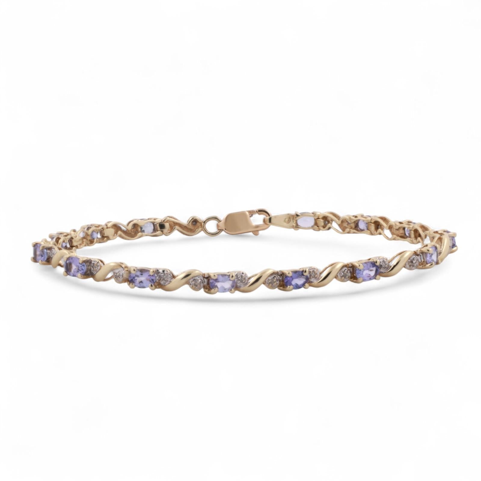Tanzanite Diamond Bracelet 10K Gold 2.66 CTW 7.25" Ladies Estate