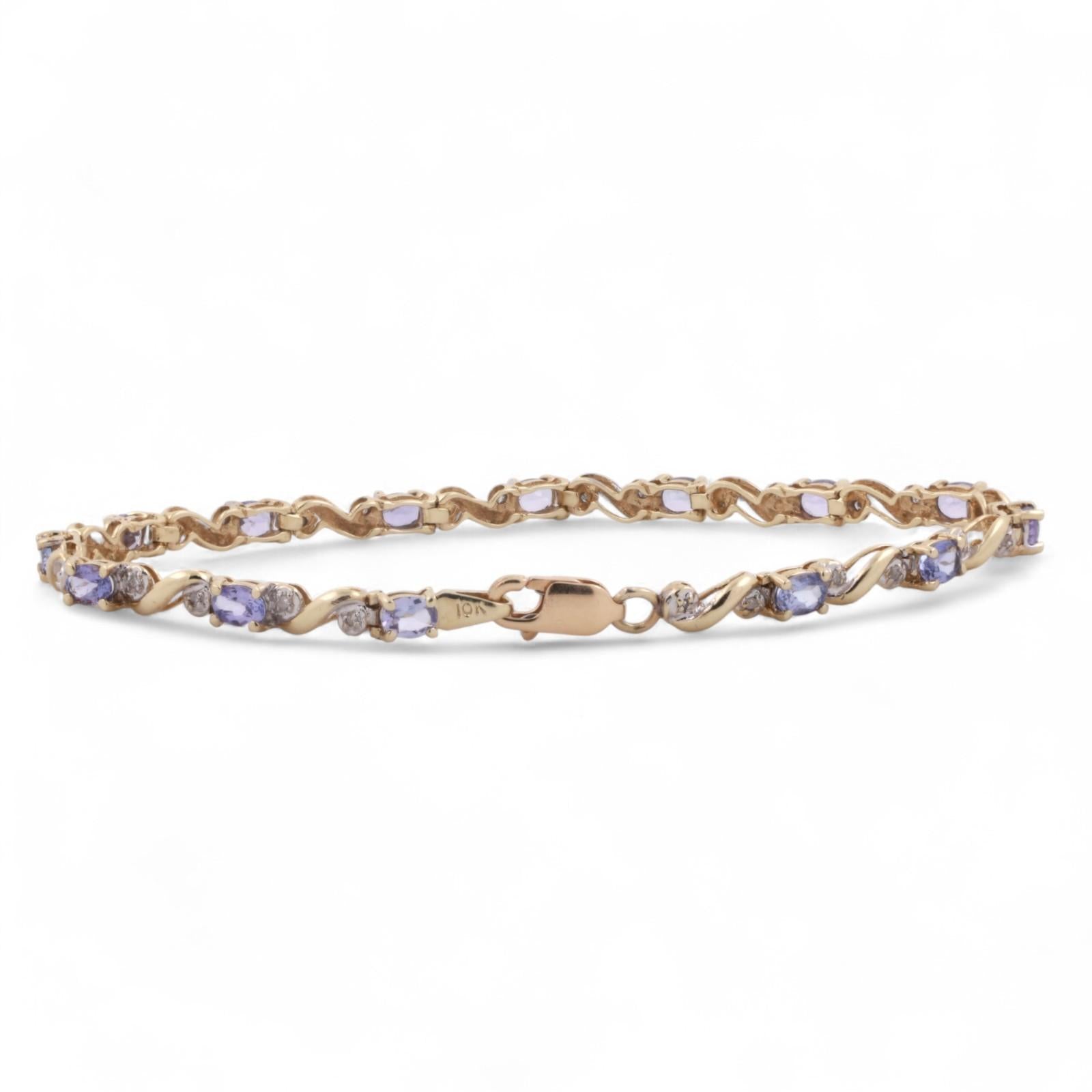 Tanzanite Diamond Bracelet 10K Gold 2.66 CTW 7.25" Ladies Estate