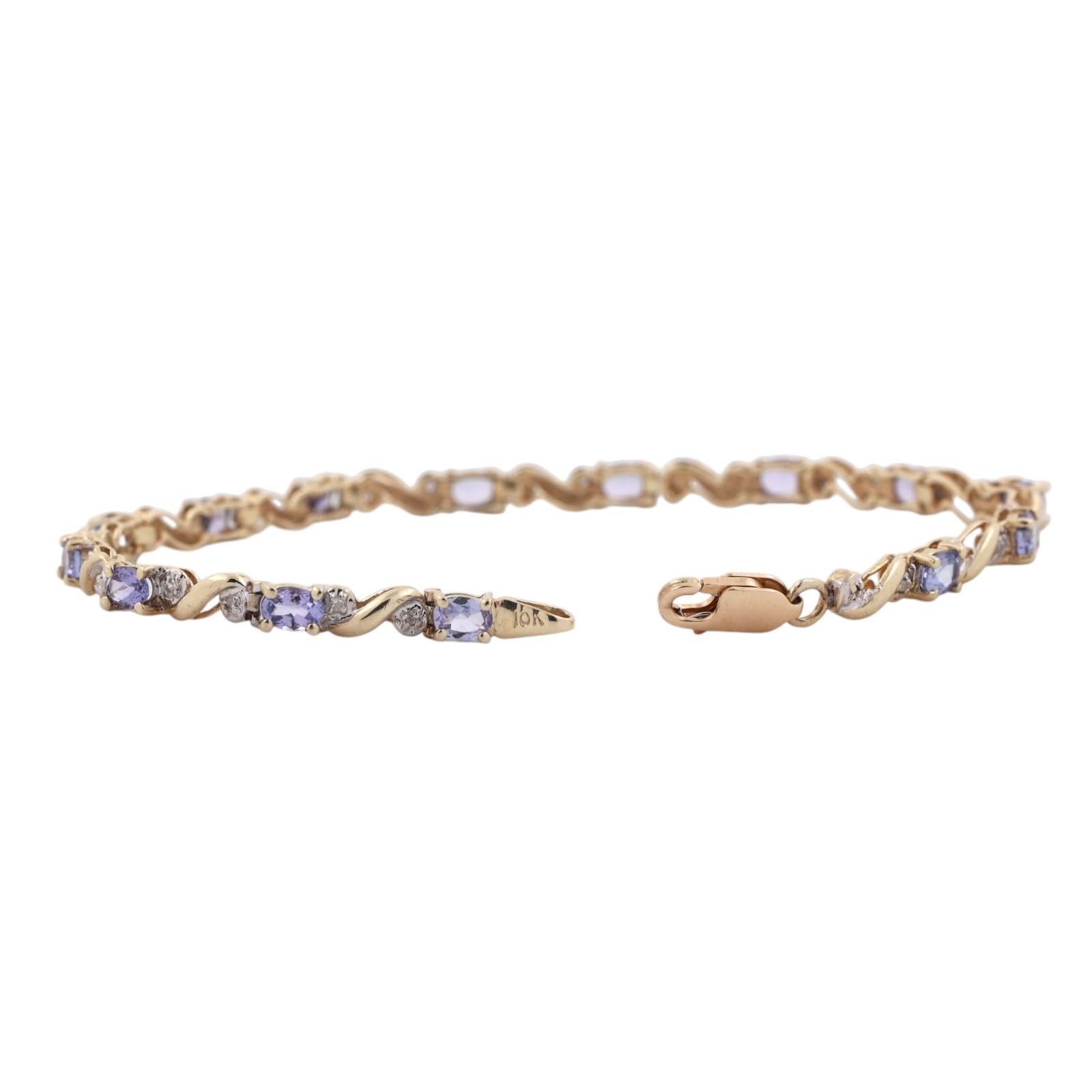 Tanzanite Diamond Bracelet 10K Gold 2.66 CTW 7.25" Ladies Estate