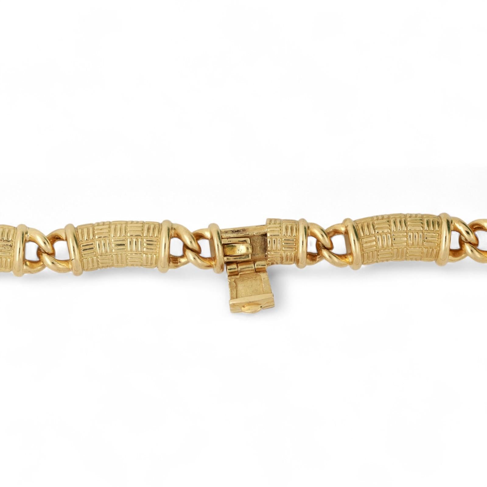 Estate Bar Link Diamond Choker Necklace 18K Y/ Gold Platinum 1.50 TW 15.5"