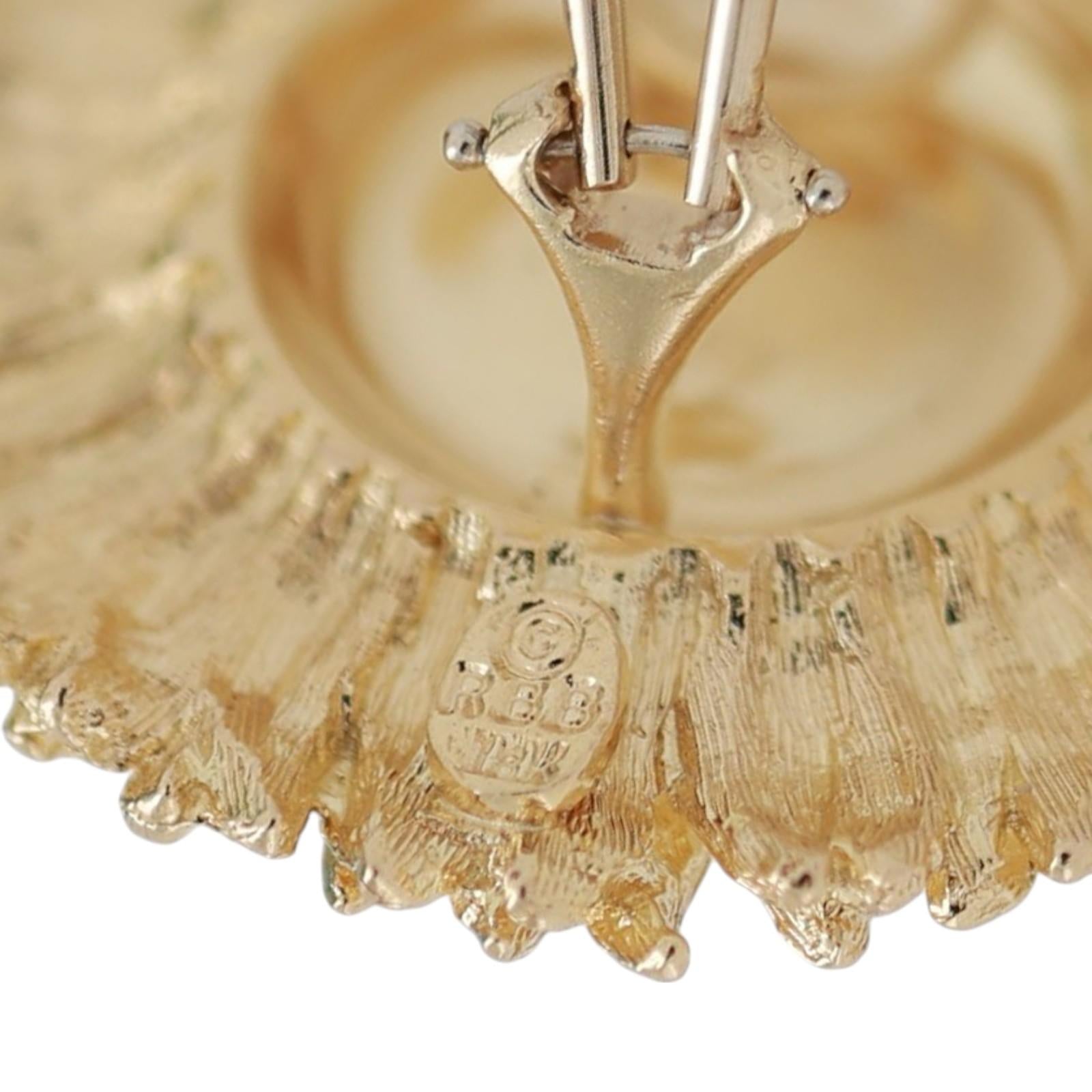 Robert Bruce Bielka Sunflower Earrings Clip On 18K Yellow Gold 1.30" Ladies