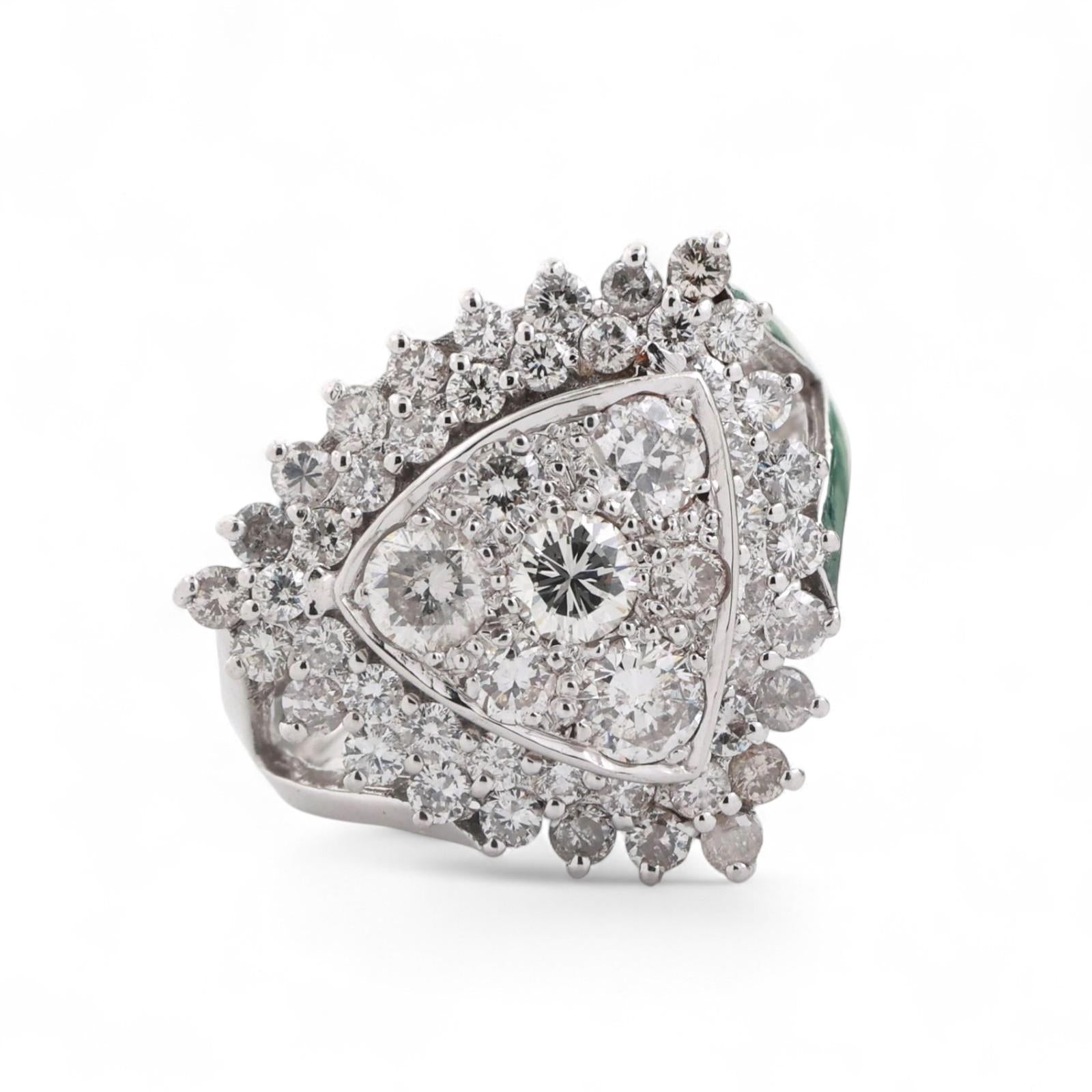Triangle Cluster Diamond Halo Cocktail Ring 14K White Gold 2.65 TW Size 8 Estate